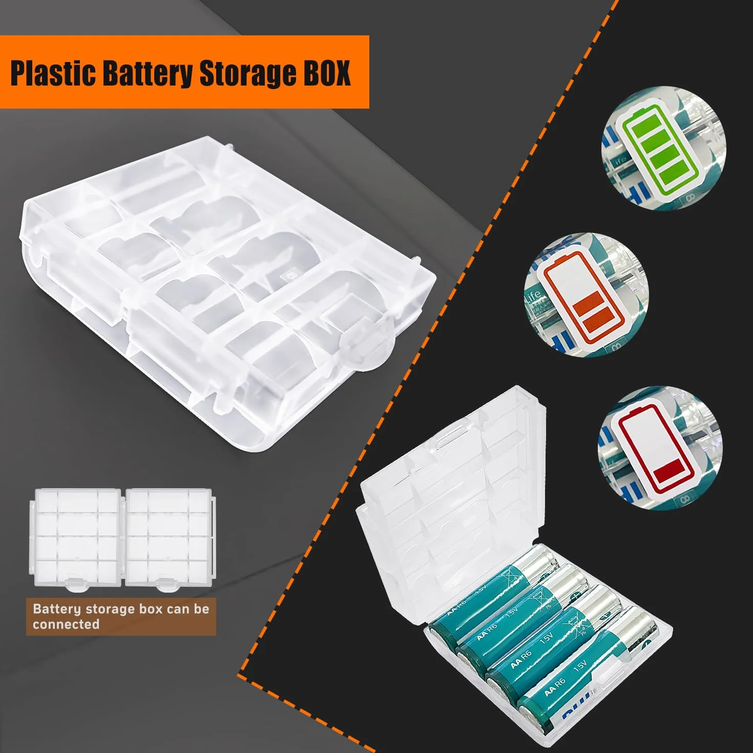 Portabatteria 6V 4x1.5V AA Supporto Batteria con USB Femmina Interruttore On/Off Bianco