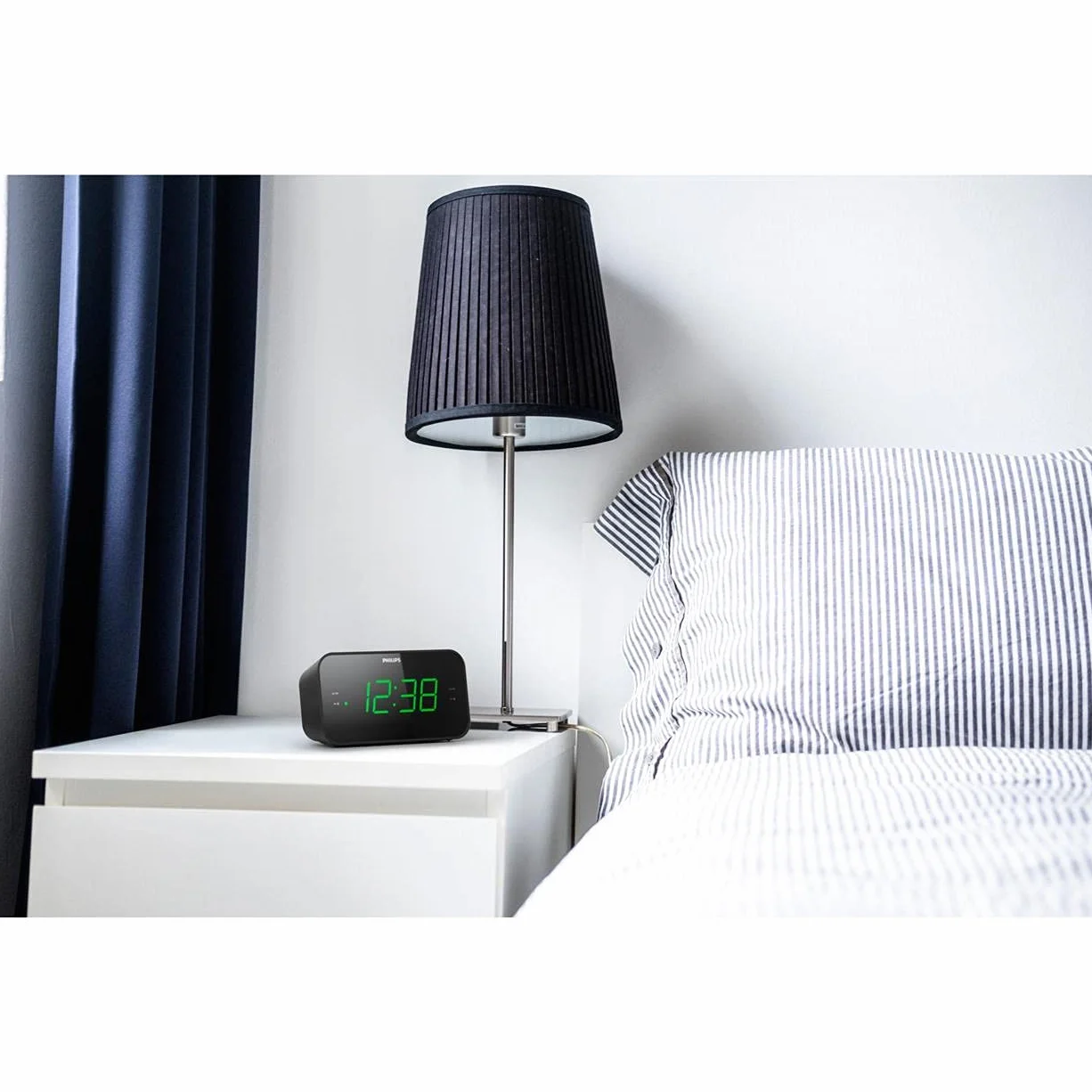 PHILIPS Sveglia Radio Digitale Doppio Allarme Sleep Timer Snooze Portatile Batteria Backup Nero Ampio Display