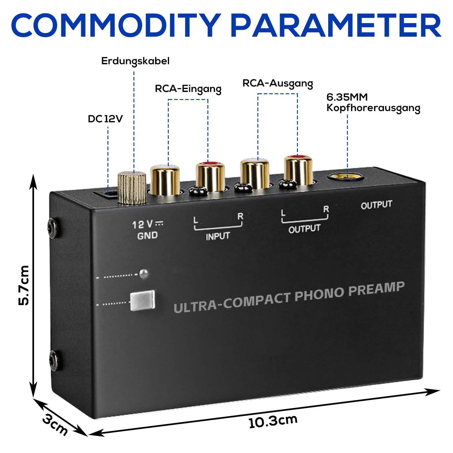 Phono Preamplificatore per Giradischi, Preamp con Adattatore DC 12V