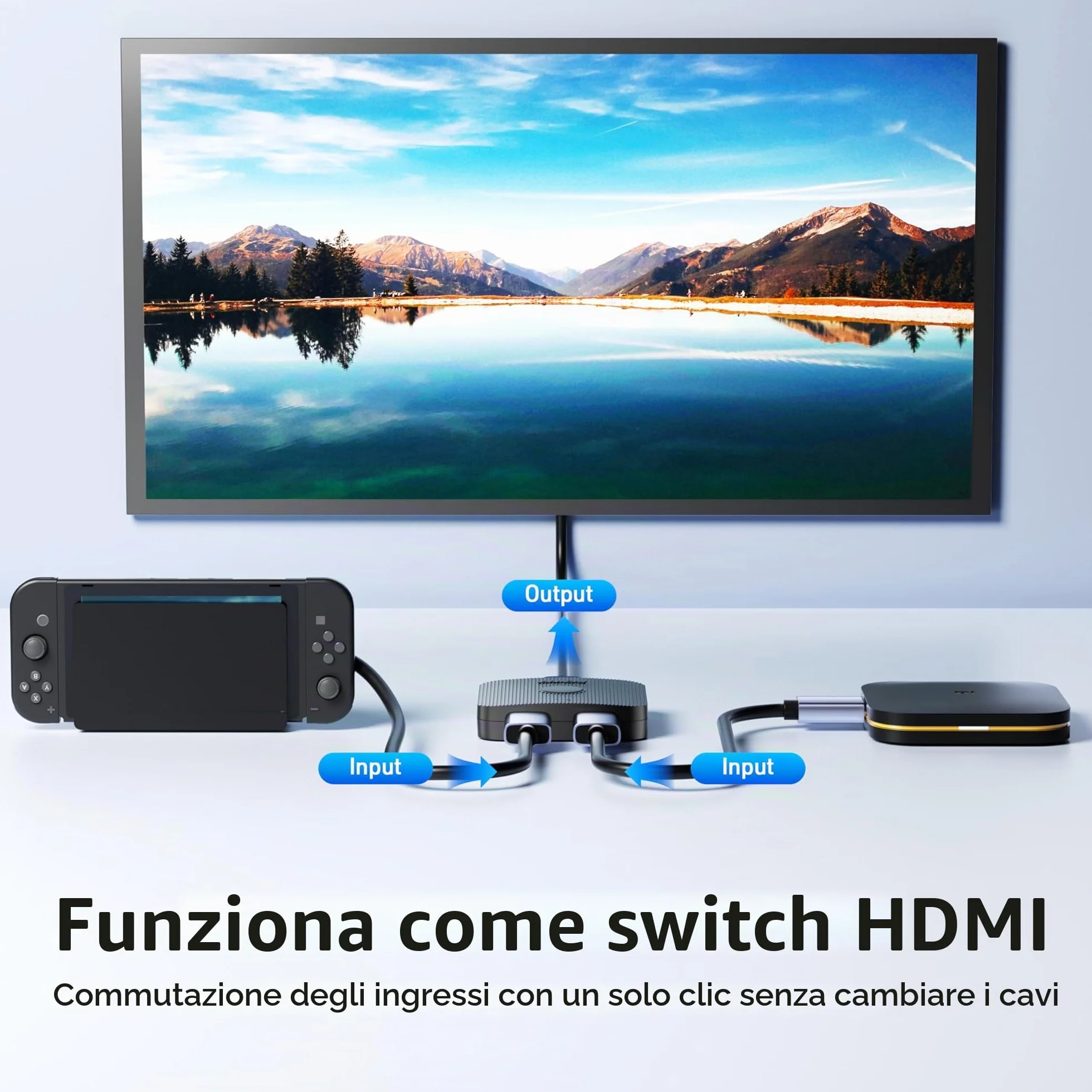 BENFEI Commutatore HDMI 4K, 2 Ingressi 1 Uscita, Supporta 4K 3D HD 1080P per Firestick Xbox PS4 Roku HDTV