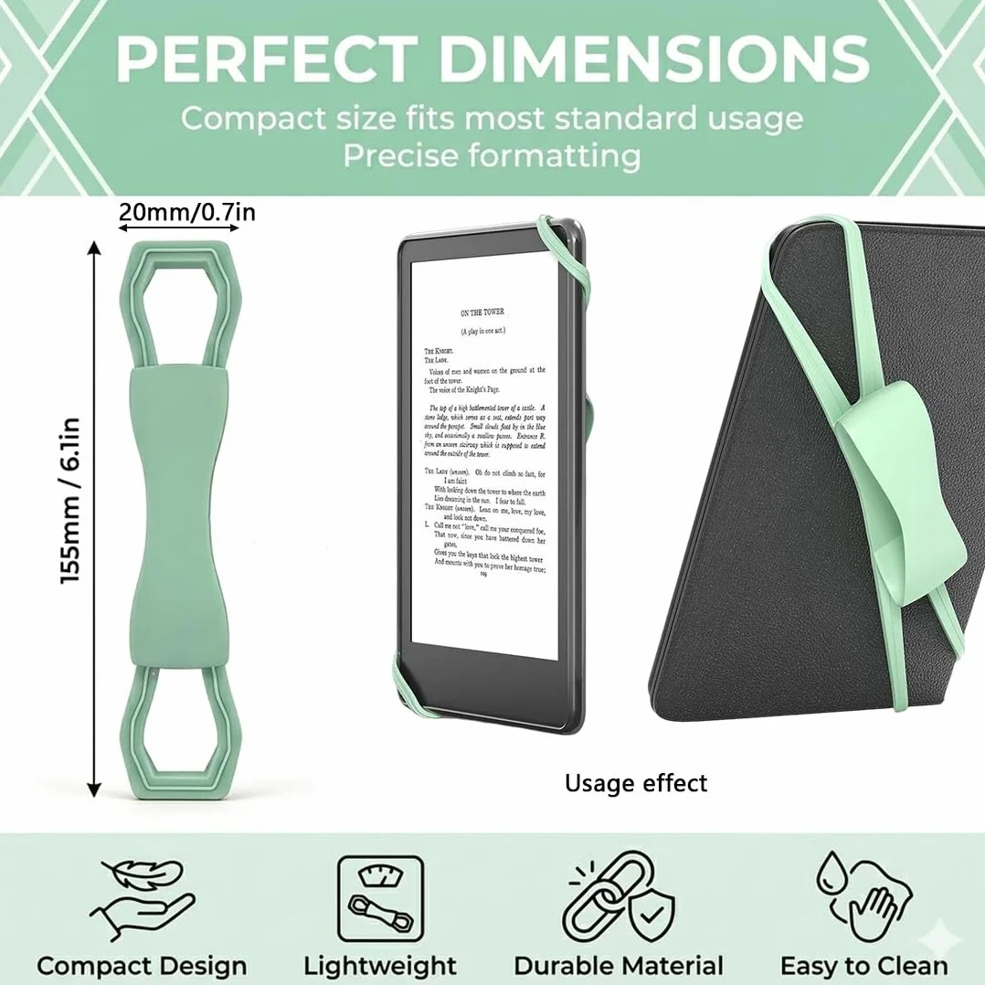 Cinturino da Mano per eReader 6-8 Pollici, Supporto Elastico Antiscivolo Verde