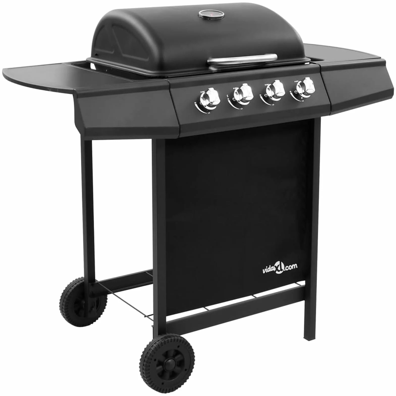 Homgoday Barbecue Grill a Gas con 4 Bruciatori Nero, Barbecue Grill da Esterno, BBQ a Carbone Smoker Affumicatore per Carne, Pesce, Formaggio Cucina all'aperto