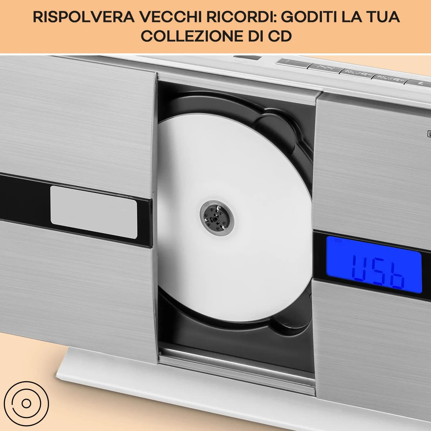 oneConcept Radio Portatile con Lettore CD HiFi, FM Stereo, AUX, 2 Altoparlanti, Display LCD, Telecomando, Sveglia, MP3, SD