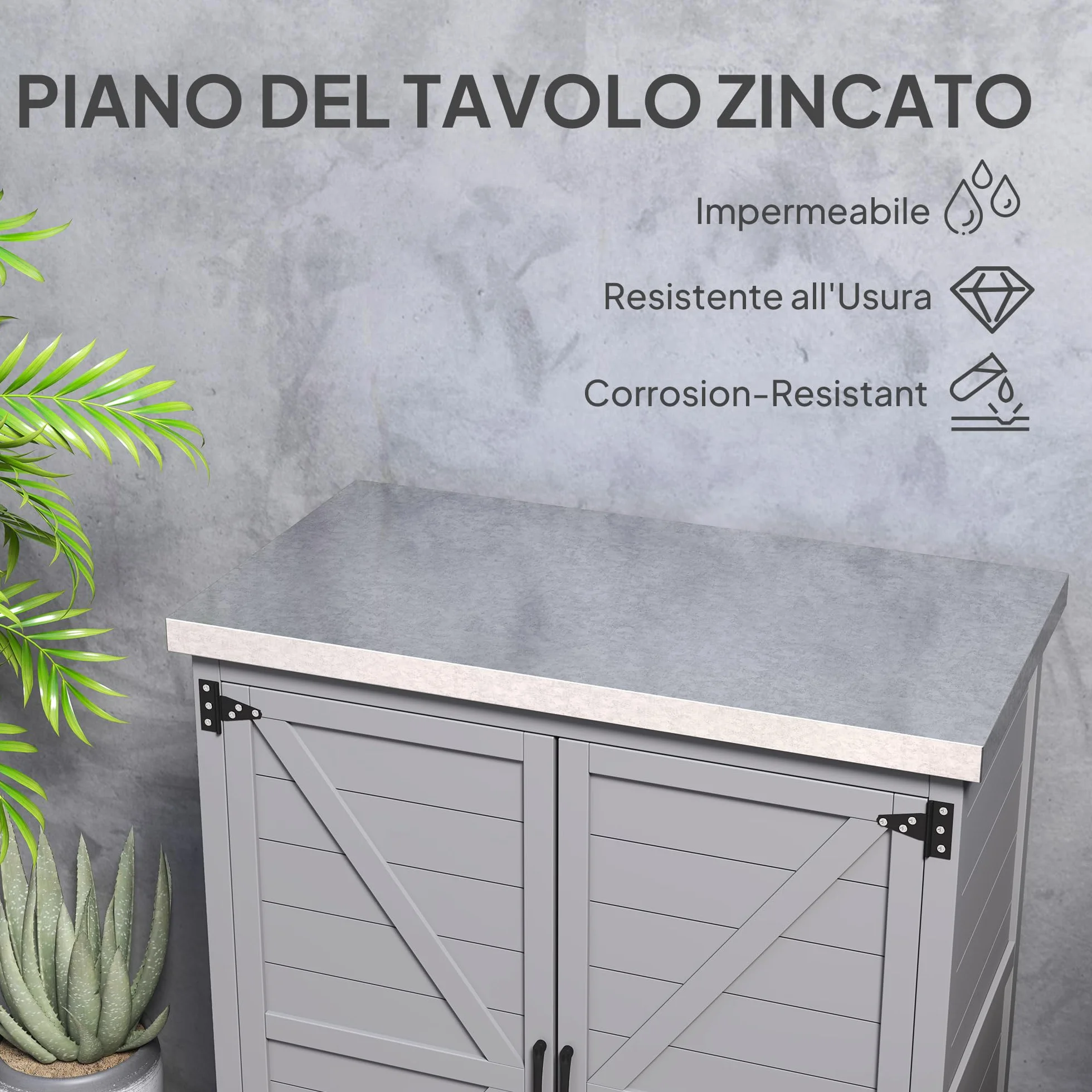 Outsunny Armadio da Esterno Acciaio Zincato 79x43x92 cm Grigio