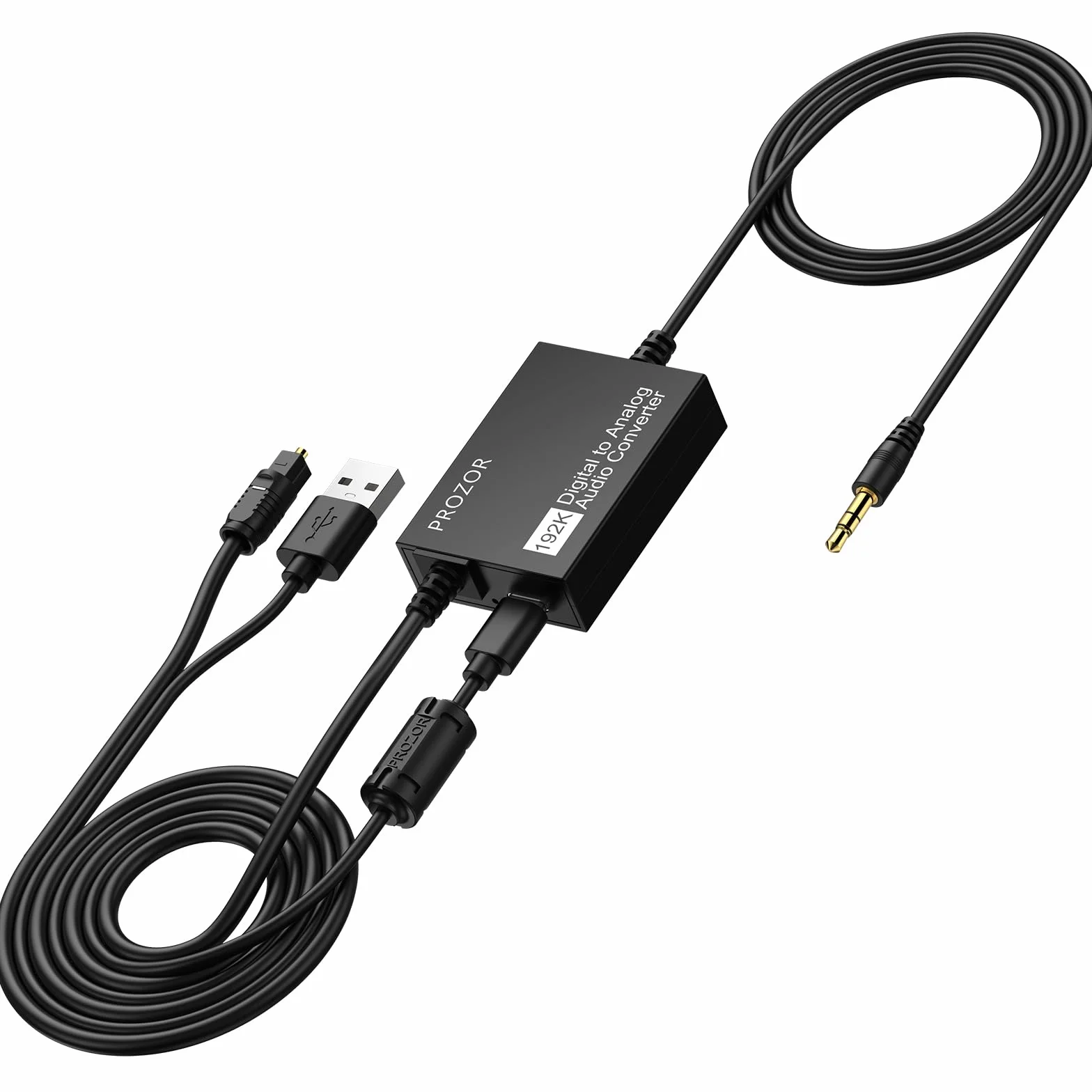 PROZOR Convertitore Ottico Digitale-Analogico 3,5 mm a 192 kHz DAC SPDIF Toslink 2.0CH Adattatore AUX