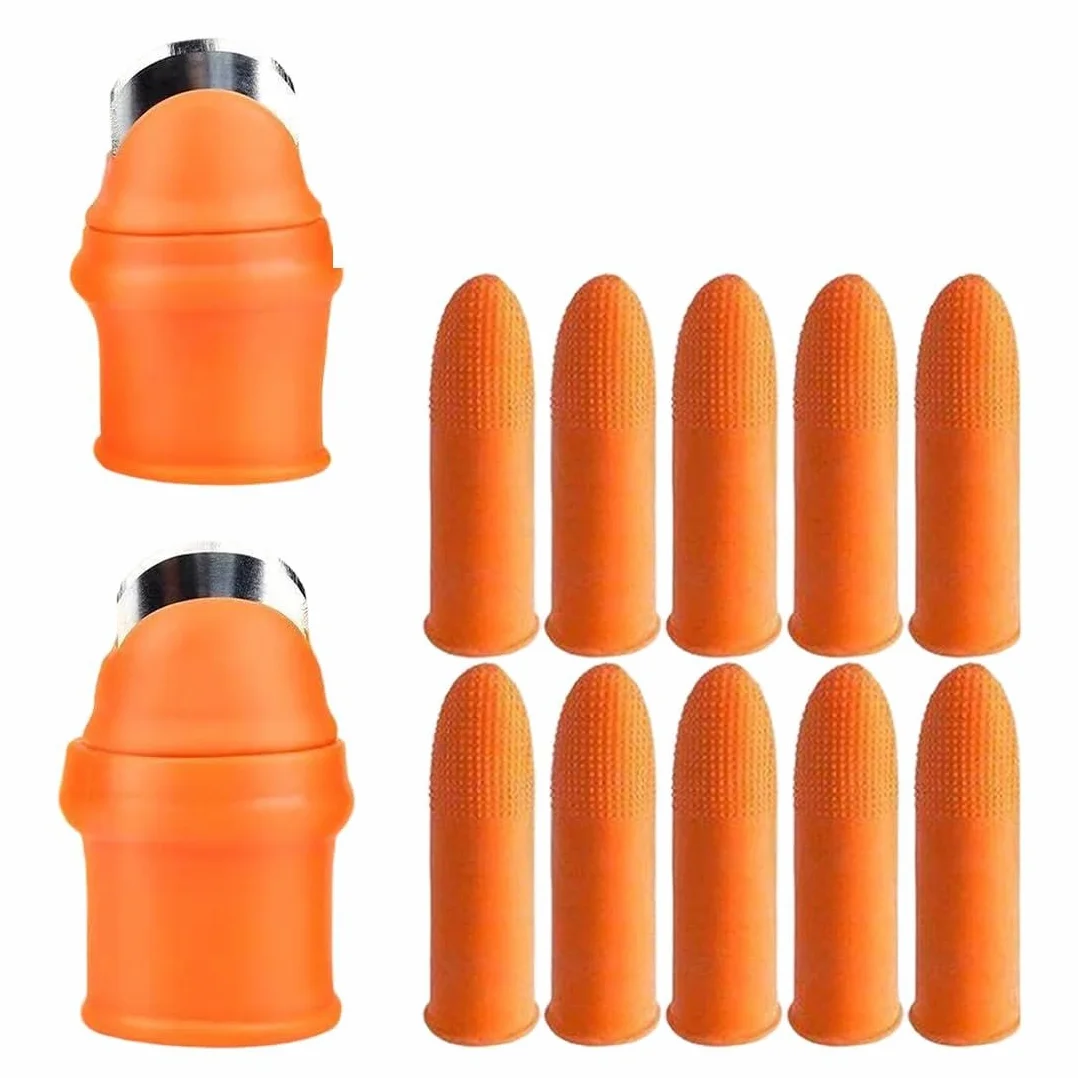 4 Set Coltelli da Pollice in Silicone, Guanti con Lama per Giardinaggio, Coltelli da Dito per Potatura di Piante, Frutta e Verdura Include Lama e Protezione per Dita
