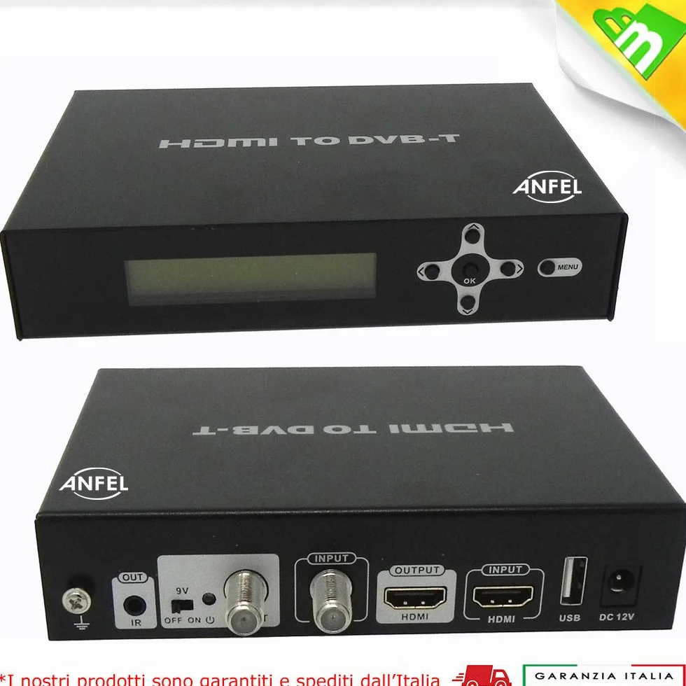 Modulatore Video HDMI DVB-T DVB-T2 FULL-HD Uscita RF Digitale Terrestre con Ingresso Passante per Sky e Telecamere 1080i/P