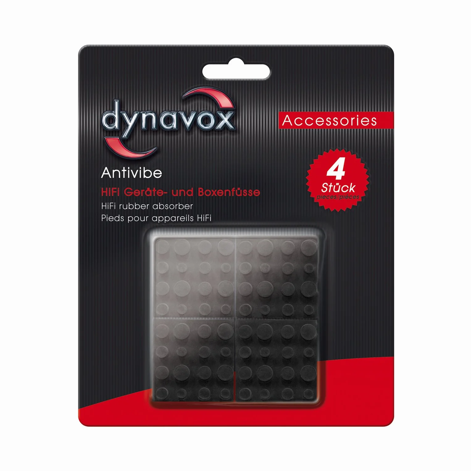 Dynavox Antivibe piedini antivibranti autoadesivi 40x40 mm 27-30 kg set 4 unità