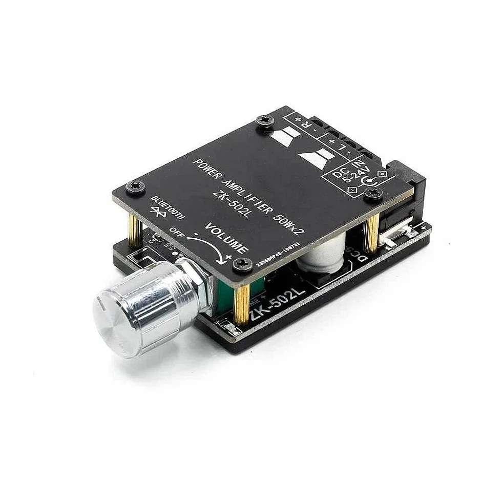 DollaTek TPA3116 Bluetooth 5.0 Mini Amplificatore di Potenza Digitale 2x50W con Interruttore e Volume Regolabile
