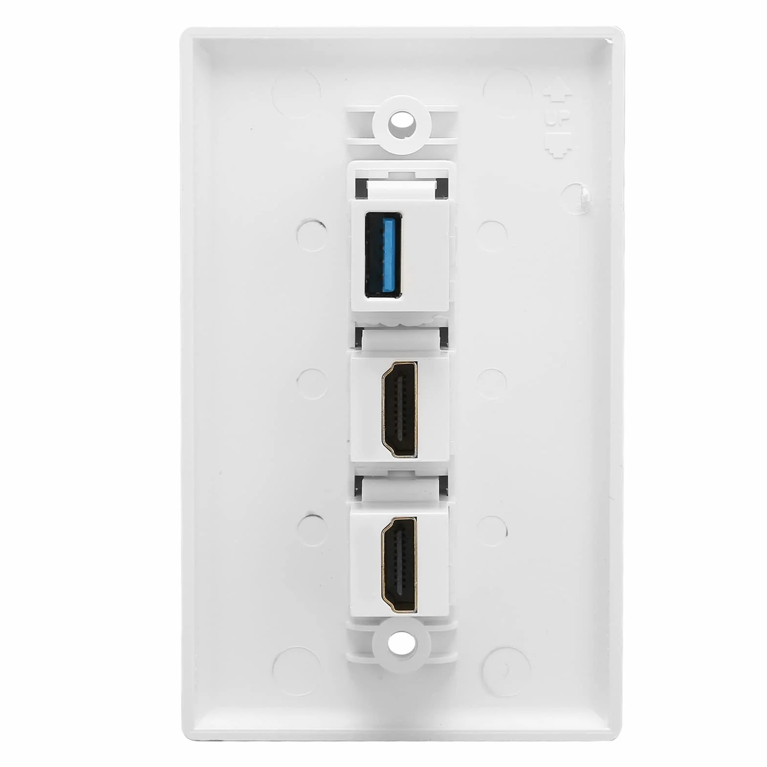 Bewinner Presa a Muro HDMI 3 Porte USB 3.0 Piastra Ethernet Senza Saldatura per TV HD a Parete