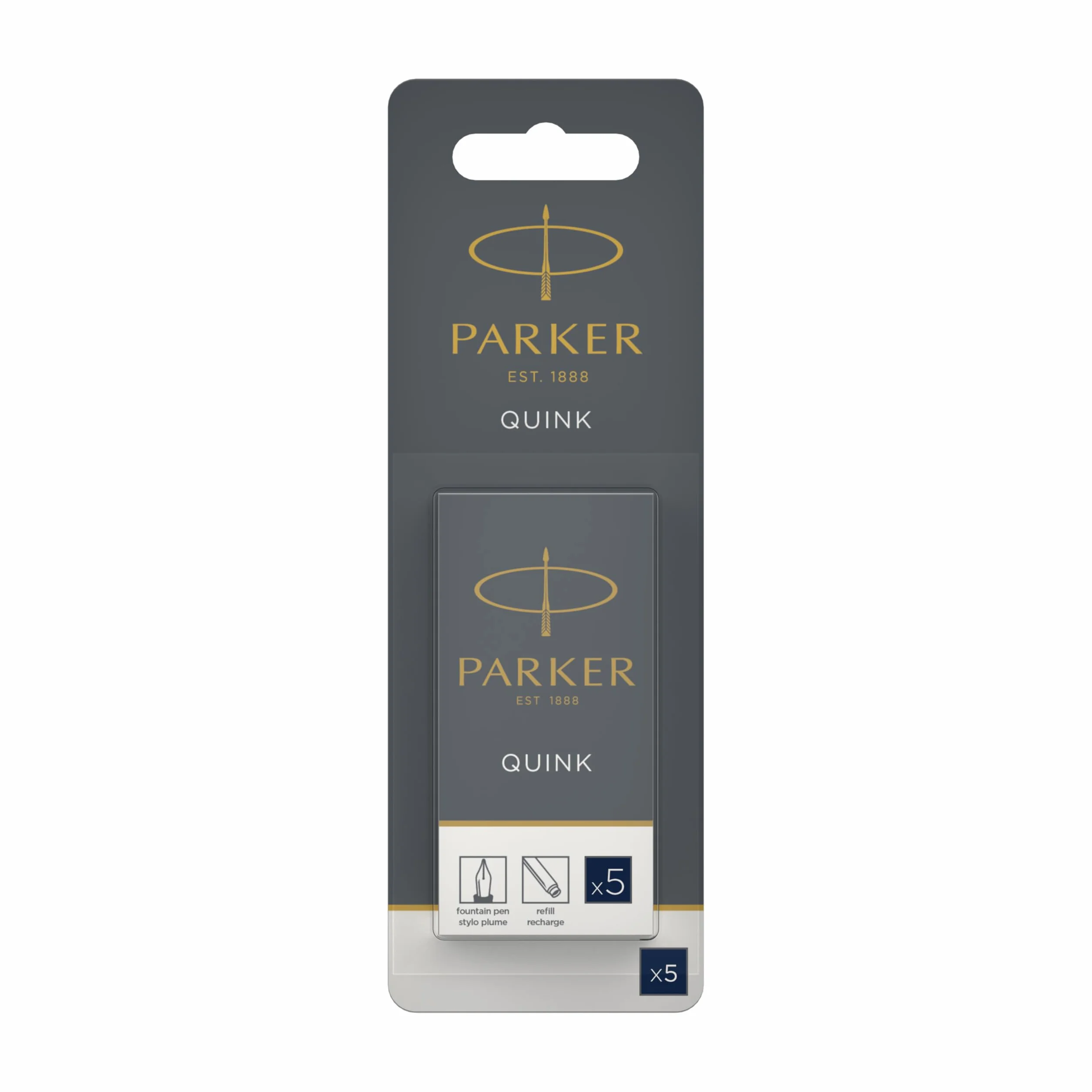 Parker Cartucce di Ricarica Inchiostro Penna Stilografica QUINK Blu-Nero Confezione da 5
