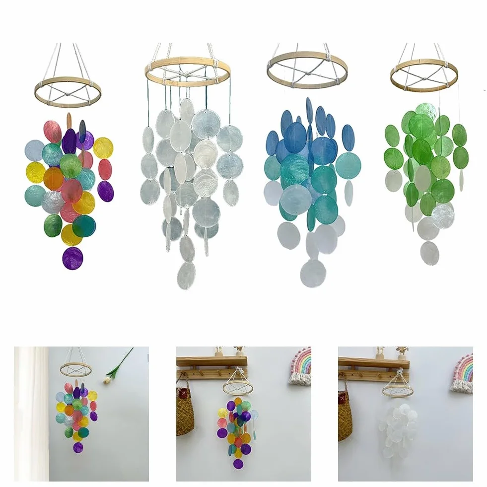 Scacciapensieri fatto a mano con conchiglie che offrono melodie pacifiche e per l'uso in case, giardini o patii (blu)