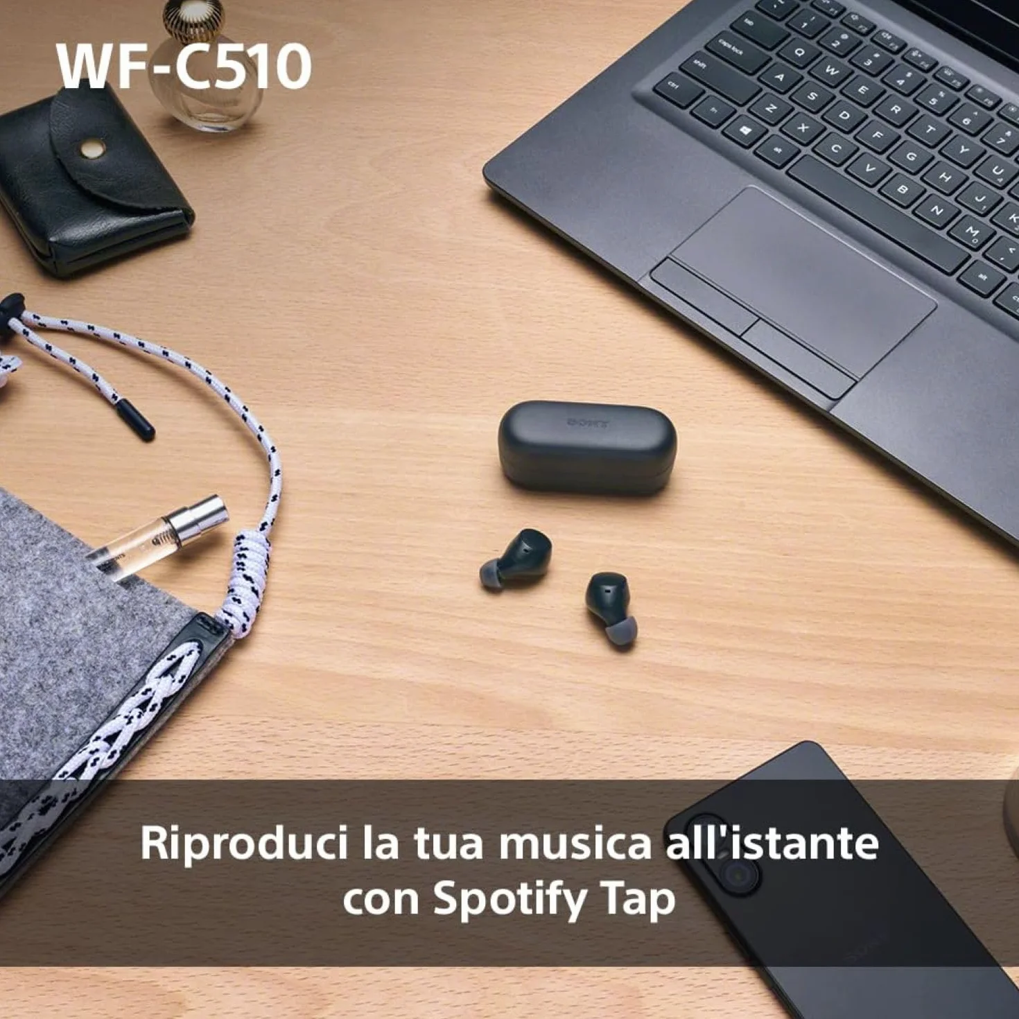 Sony WFC510 True Wireless Cuffie Bluetooth Multipoint IPX4 Spotify Tap Ricarica Rapida 22h Nero