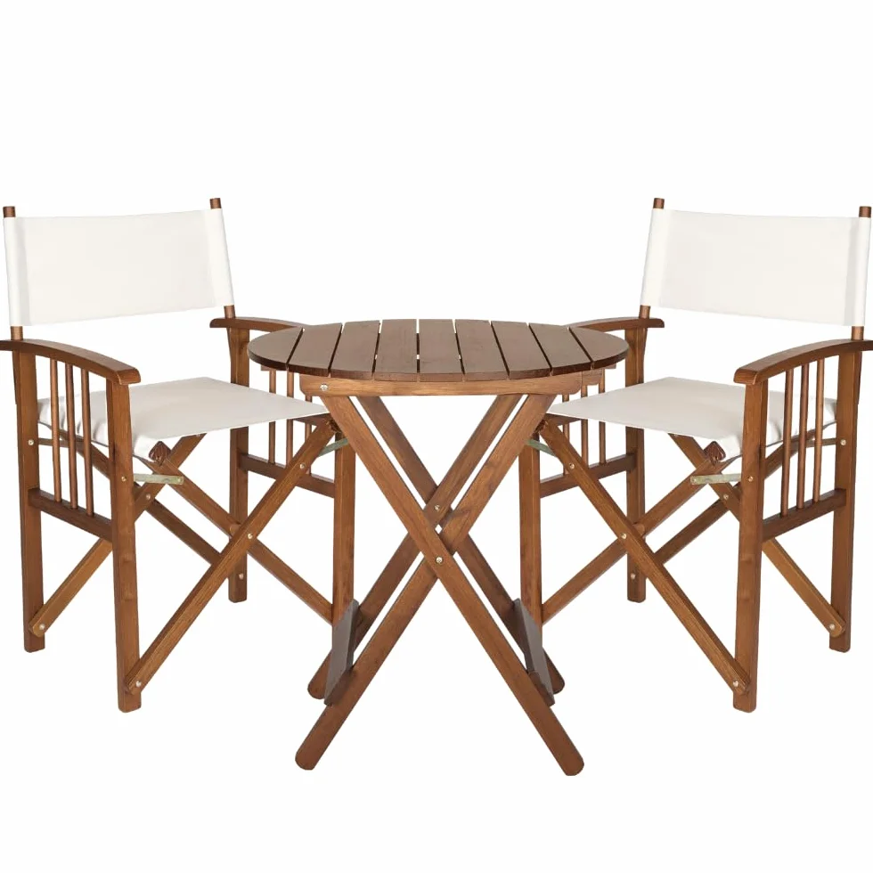 ZIK - Set 2 Sedia da Regista con Tavolo in Legno di Faggio Resistente, Sedia da Esterno Pieghevole e Richiudibile, Sedie in Legno da Giardino, Balcone, Veranda, Facile Manutenzione e Pulizia