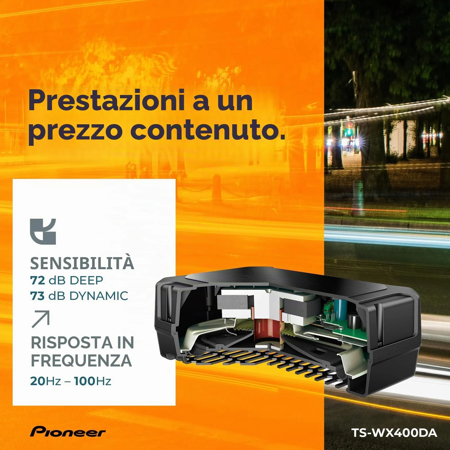 PIONEER TS-WX400DA Subwoofer attivo classe D 250 W nero 300 x 100 x 200 mm