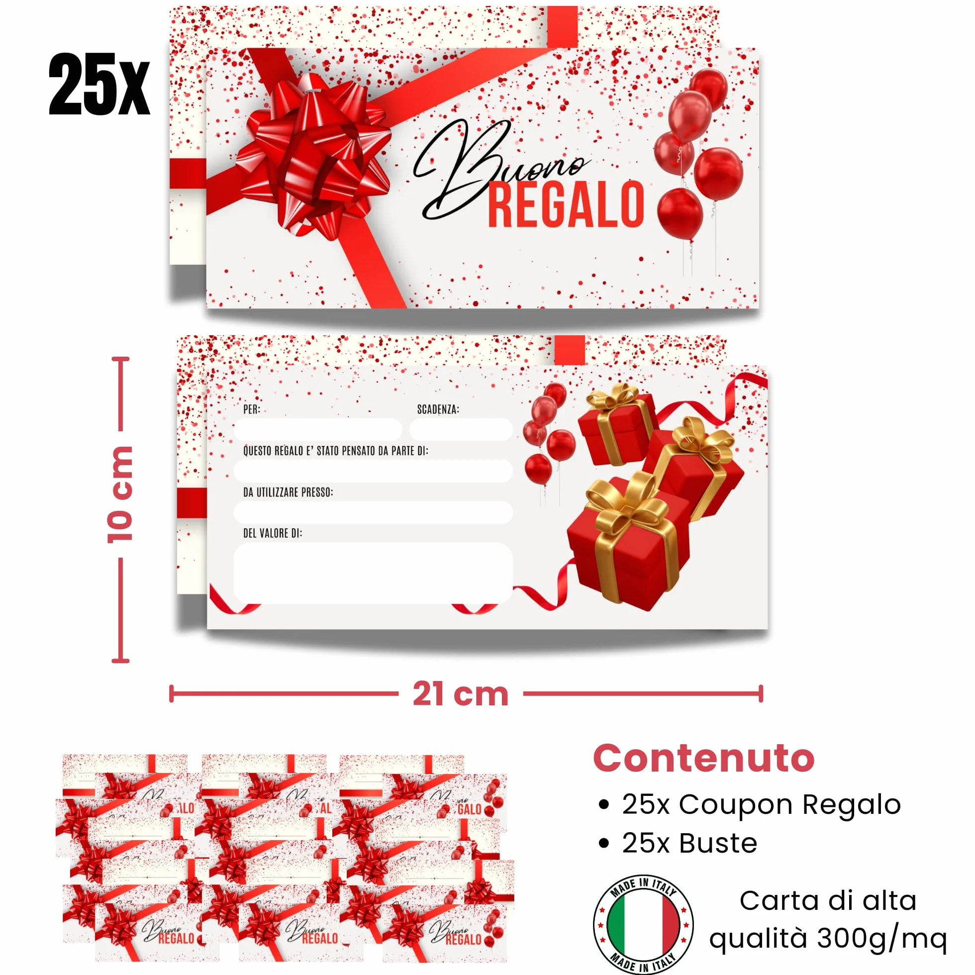 Buoni Regalo Personalizzabili Gift Card Rosso Con Buste