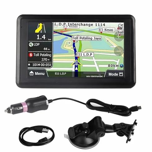 Navigatore GPS per Auto Touch Screen 5 Pollici DDR256M 8GB MP3 FM Mappa Europa Nero