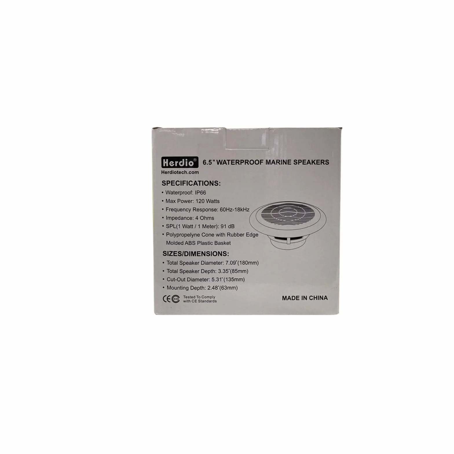 Herdio Altoparlanti marini da 6,5 pollici 120 W impermeabile coppia bianco