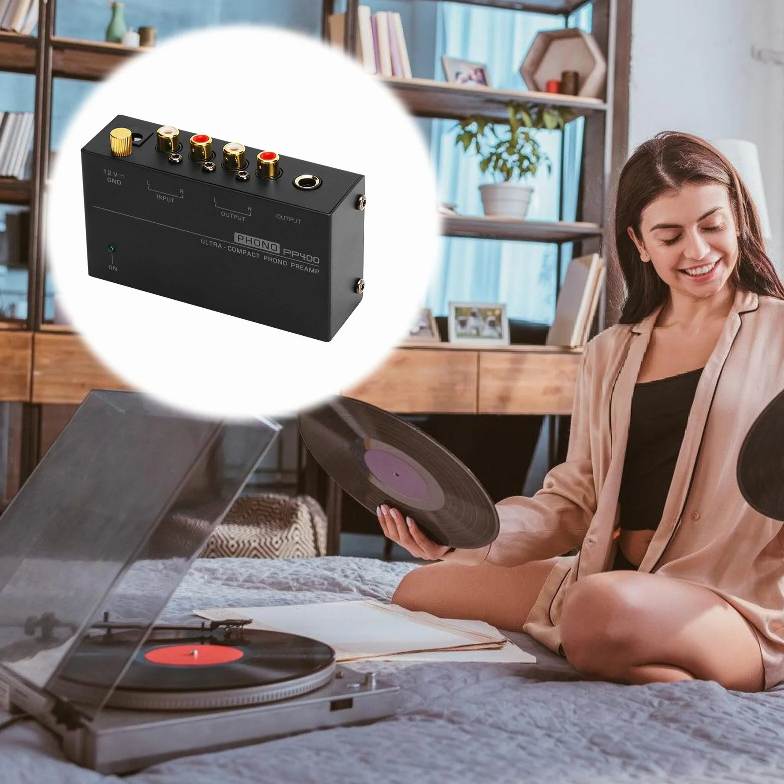 Molbory Phono preamplificatore giradischi RCA Input Output 12 V ultra compatto
