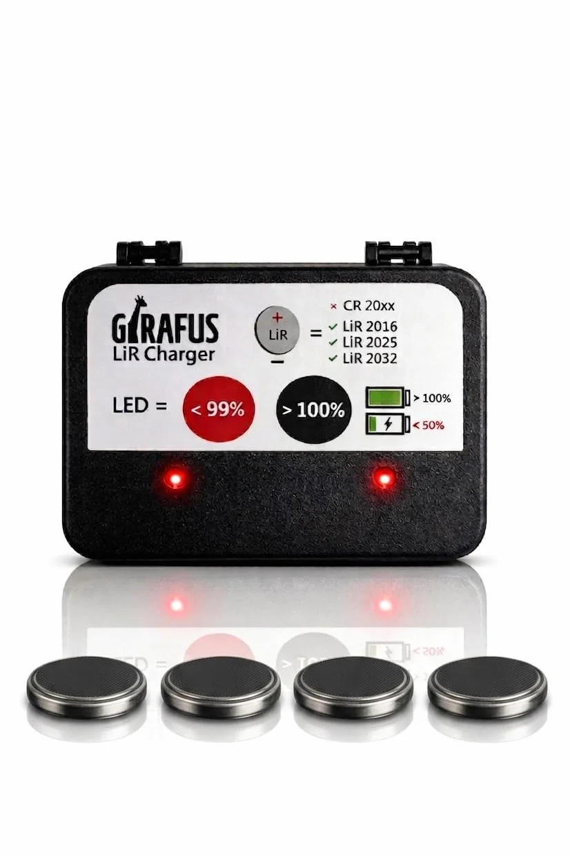 Caricabatteria USB A Bottone 3.0-3.7V per Pile LIR2032 LIR2025 LIR2016 con 4 Batterie Incluse