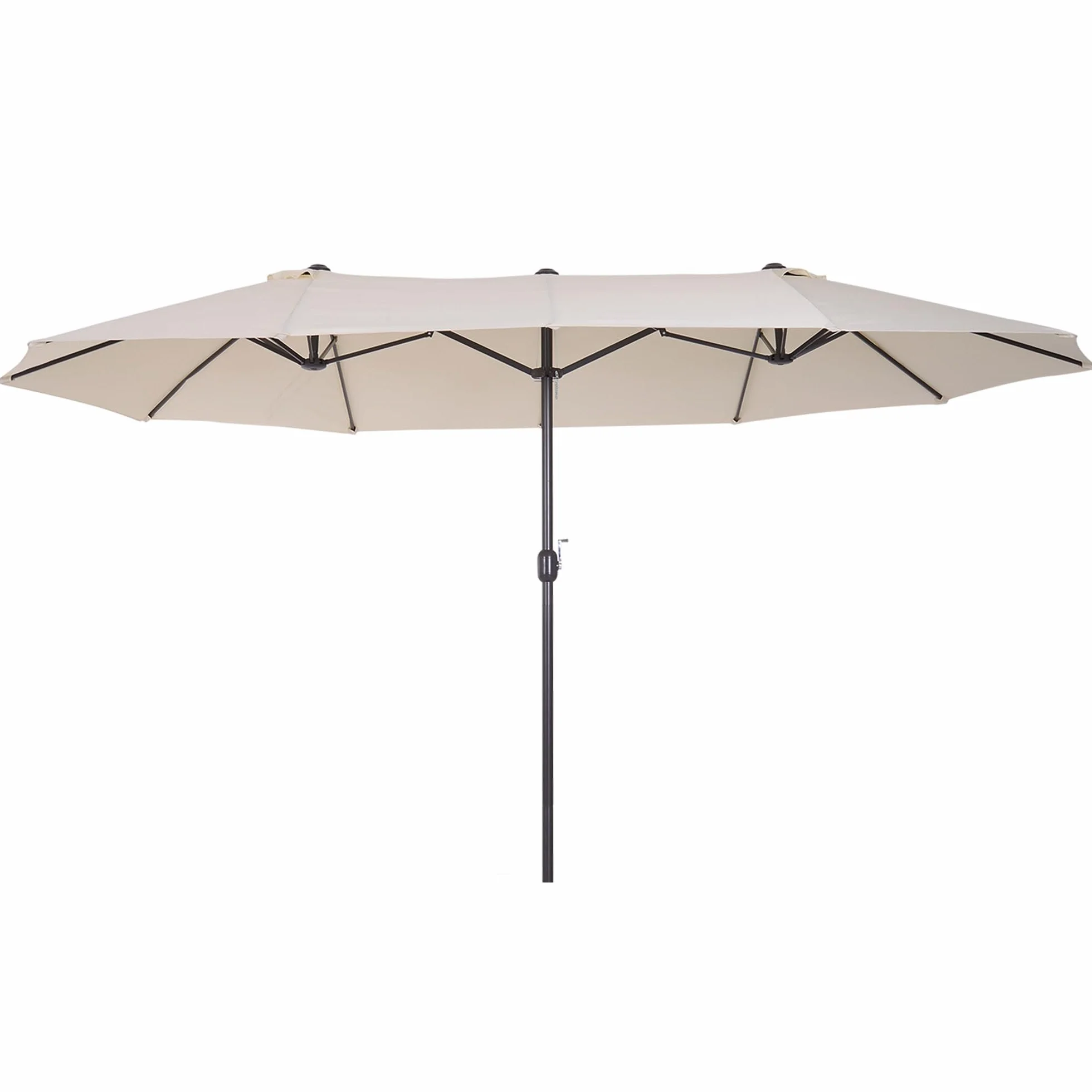 Outsunny Ombrellone da Giardino Doppio da Giardino 4.6x2.7 m a 12 Stecche con Prese d'Aria e Manovella, Ombrellone per Esterno in Acciaio e Poliestere, Anti UV, per Balcone e Terrazza