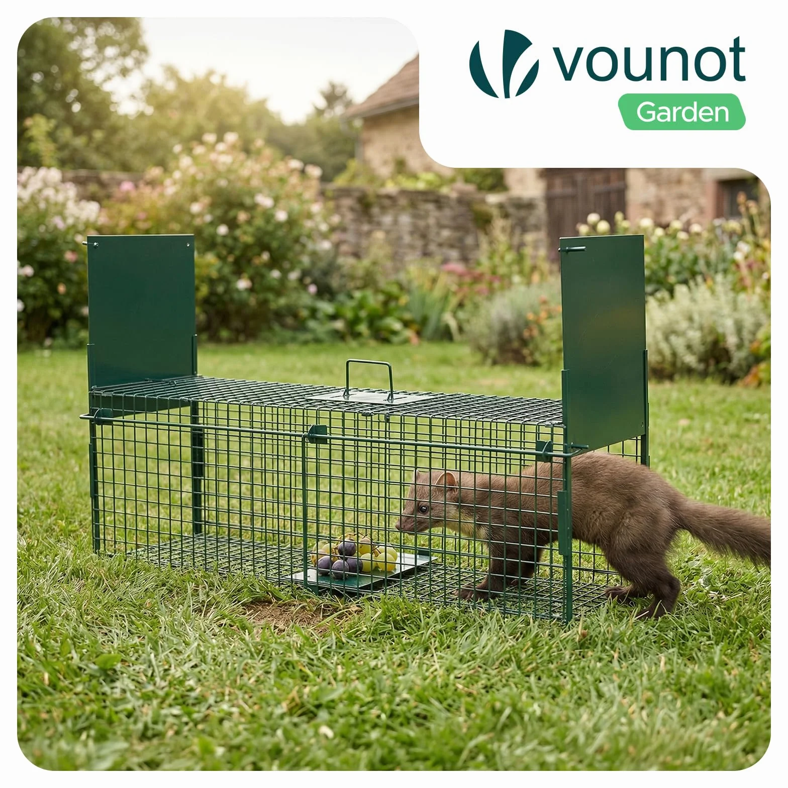 VOUNOT® Trappola per Topi Vivi 100x29x40 cm, Gabbia Trappola per Topi e Ratti Senza Crudeltà, Riutilizzabile con Maniglia Uso Interno ed Esterno per Roditori, Verde
