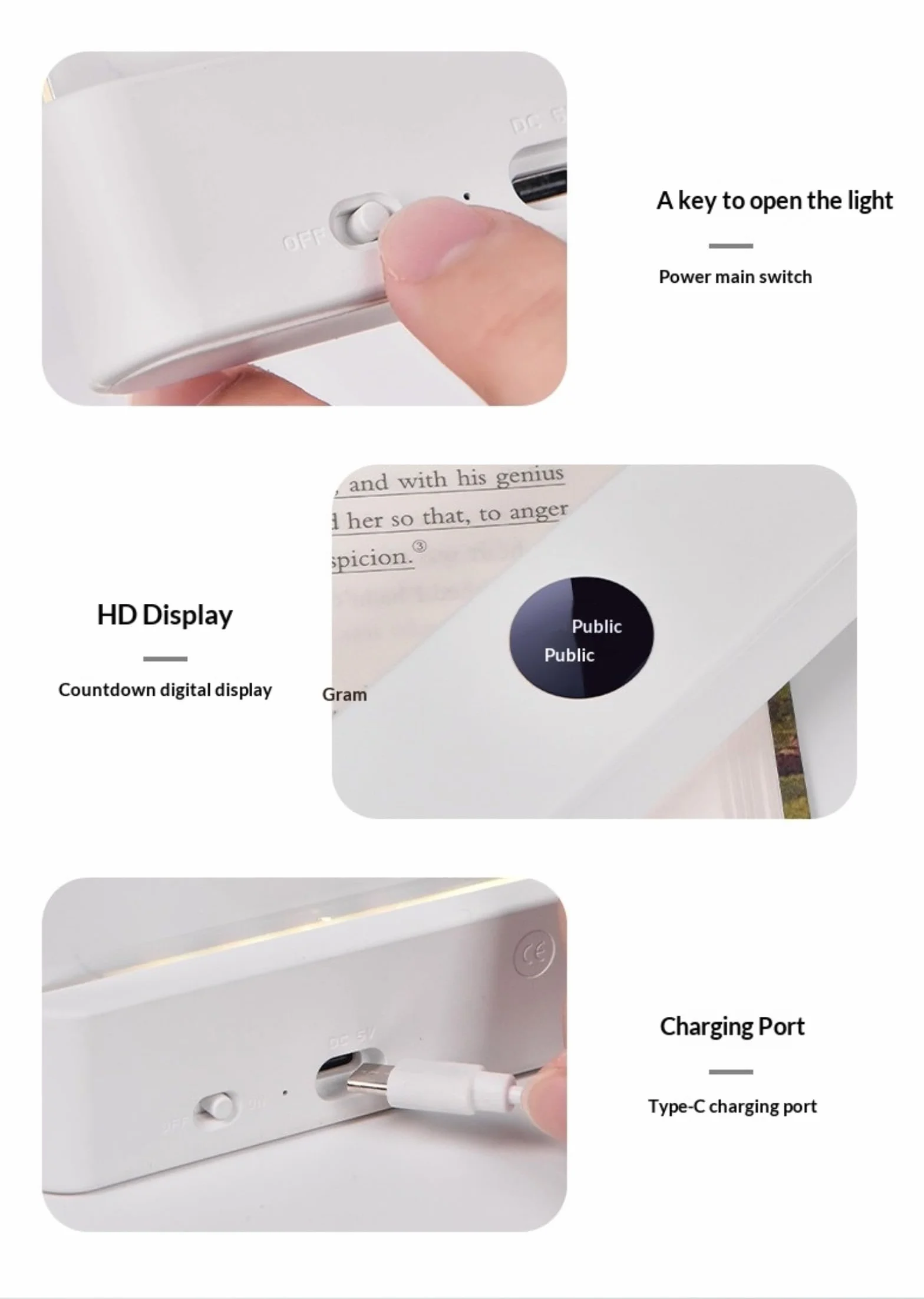 Lampada Da Lettura LED con 3 Colori, Timer, Luce Regolabile e Ricaricabile