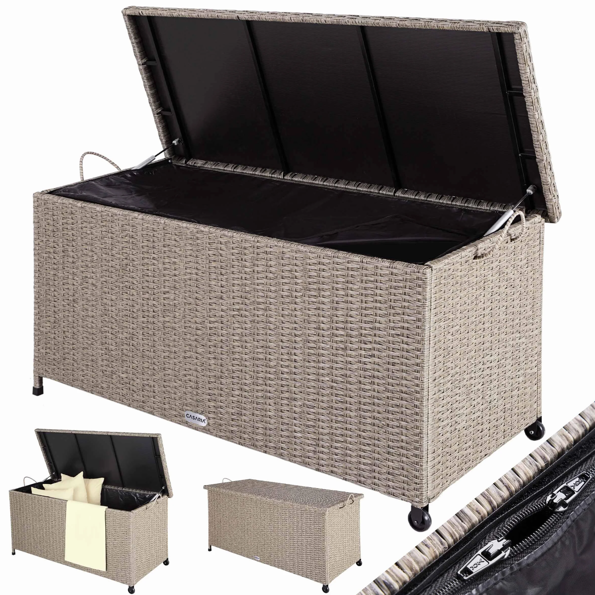 Casaria® Baule Giardino XXL 117x53x60cm Ruote 270L Salvaspazio Impermeabile Resistente Cassettone Contenitore Esterno