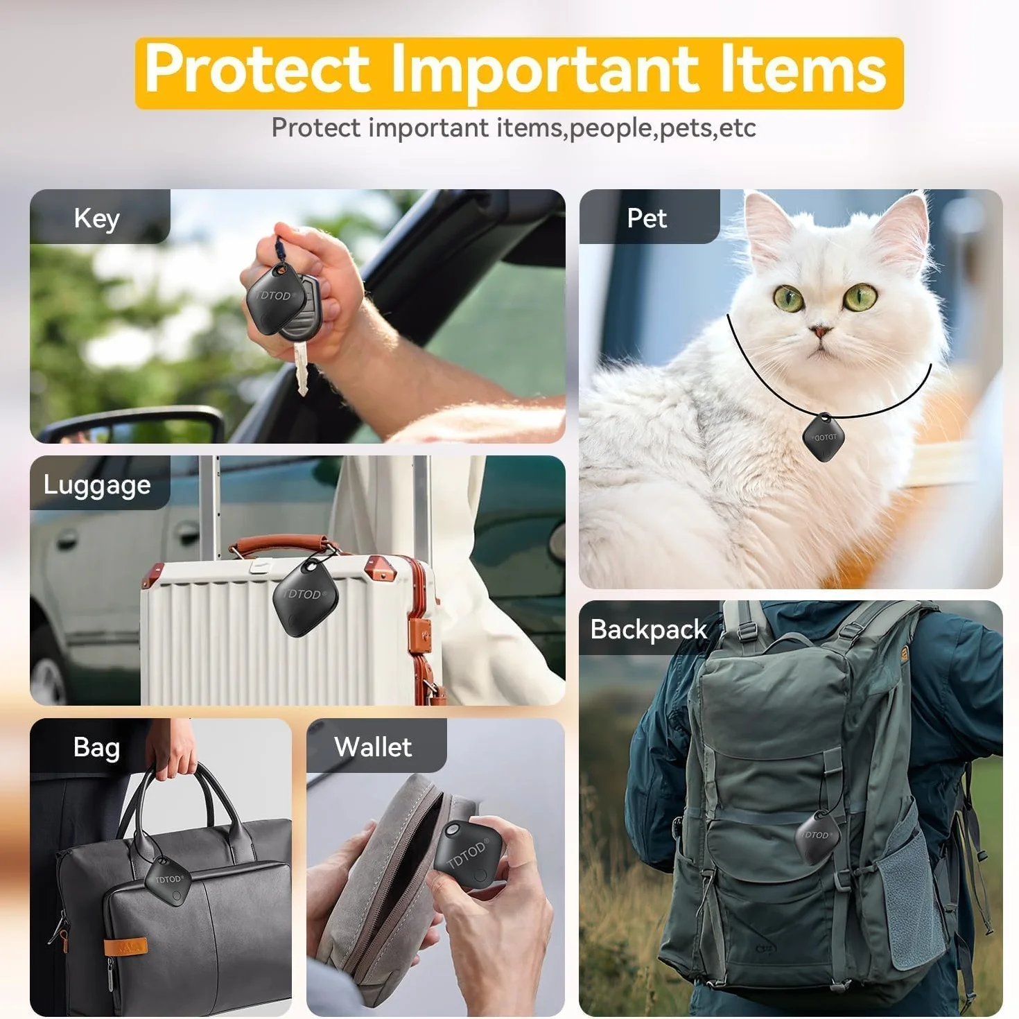 Tracker Tag Android GPS Localizzatore Bluetooth per Chiavi Bagagli (nero)