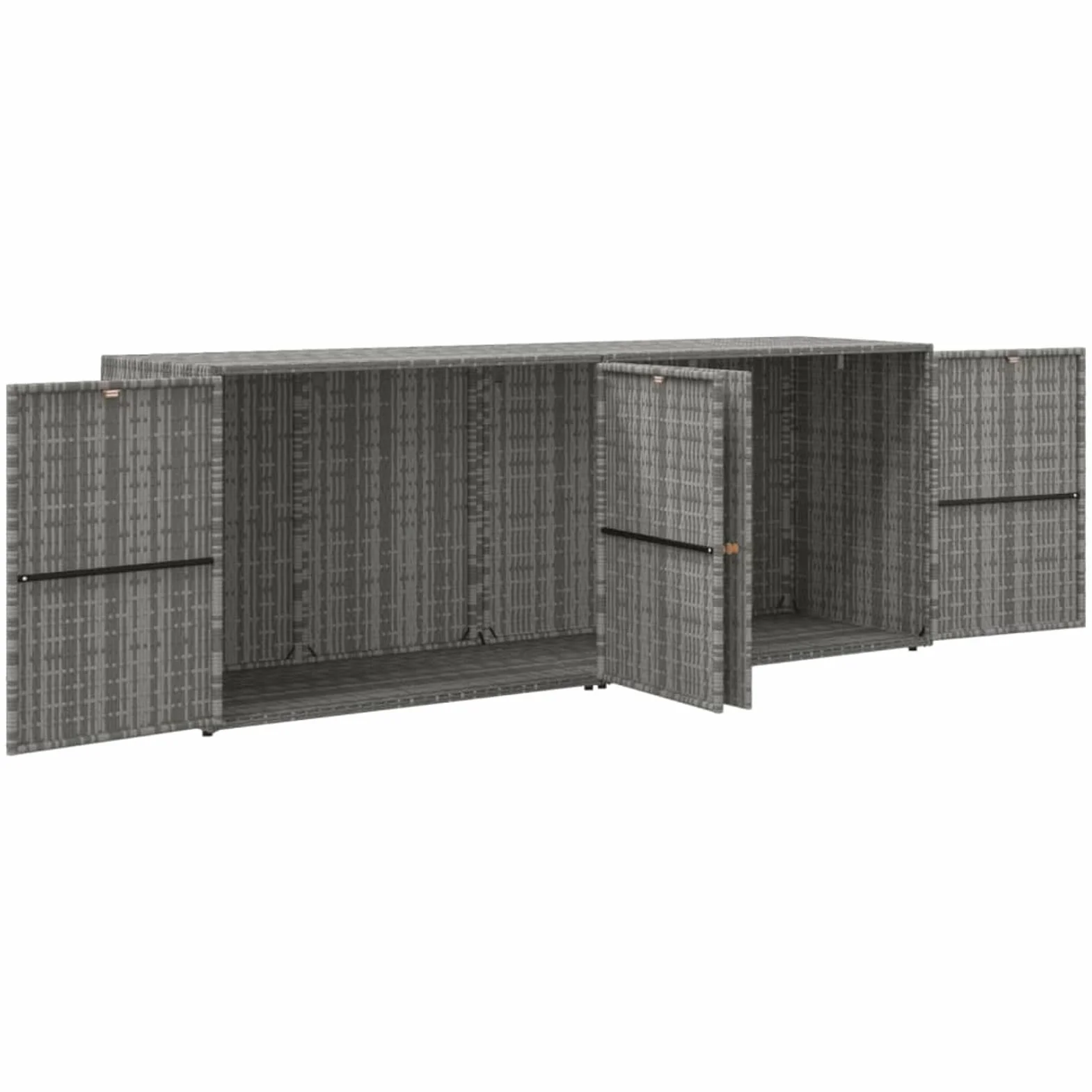Rantry Mobile Portaoggetti da Giardino Polyrattan Grigio 198x55,5x80cm Armadio Ripostio