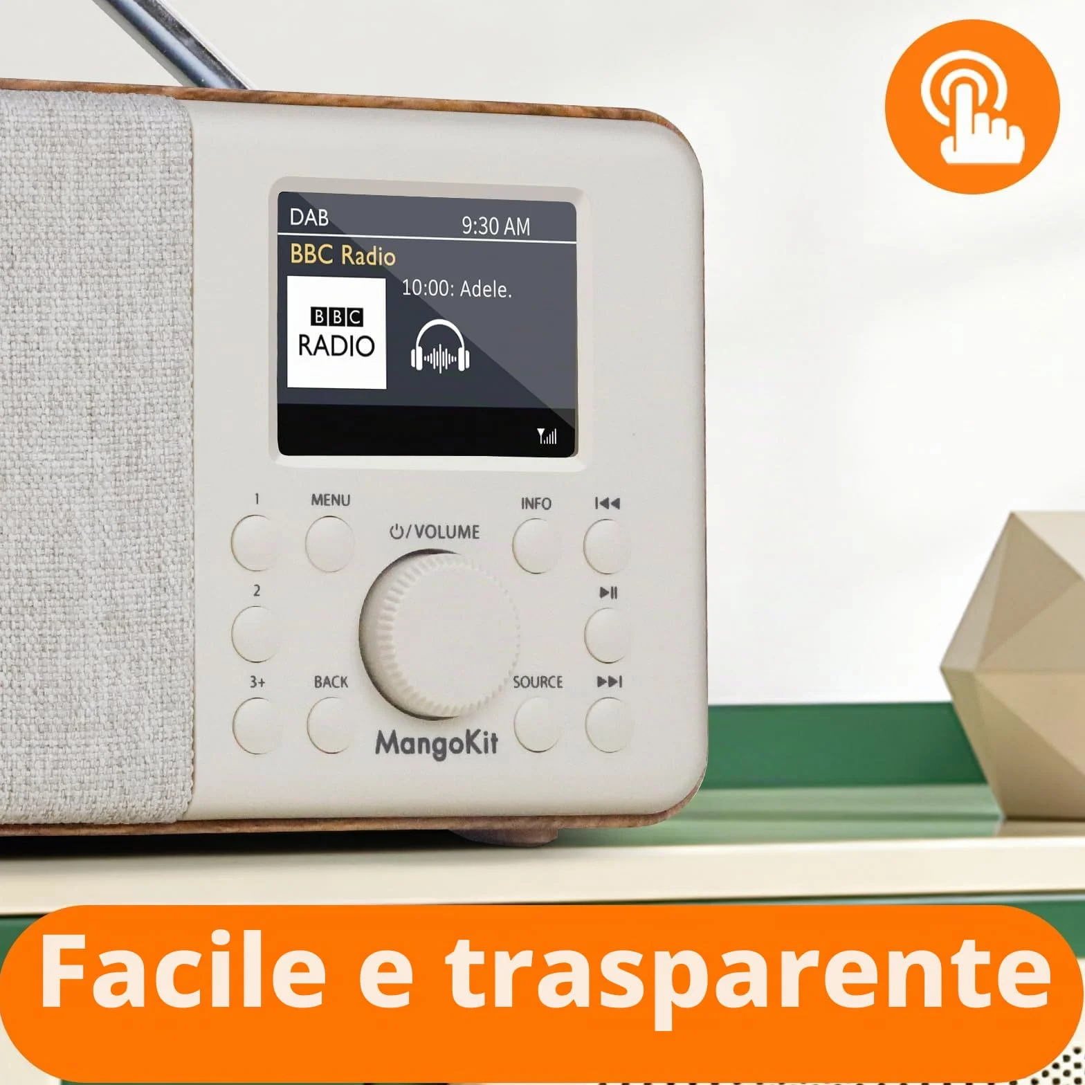 SR10 Internet Radio DAB+ Wi-Fi Lettore Podcast Bluetooth FM Cucina Doppio Allarme Noce