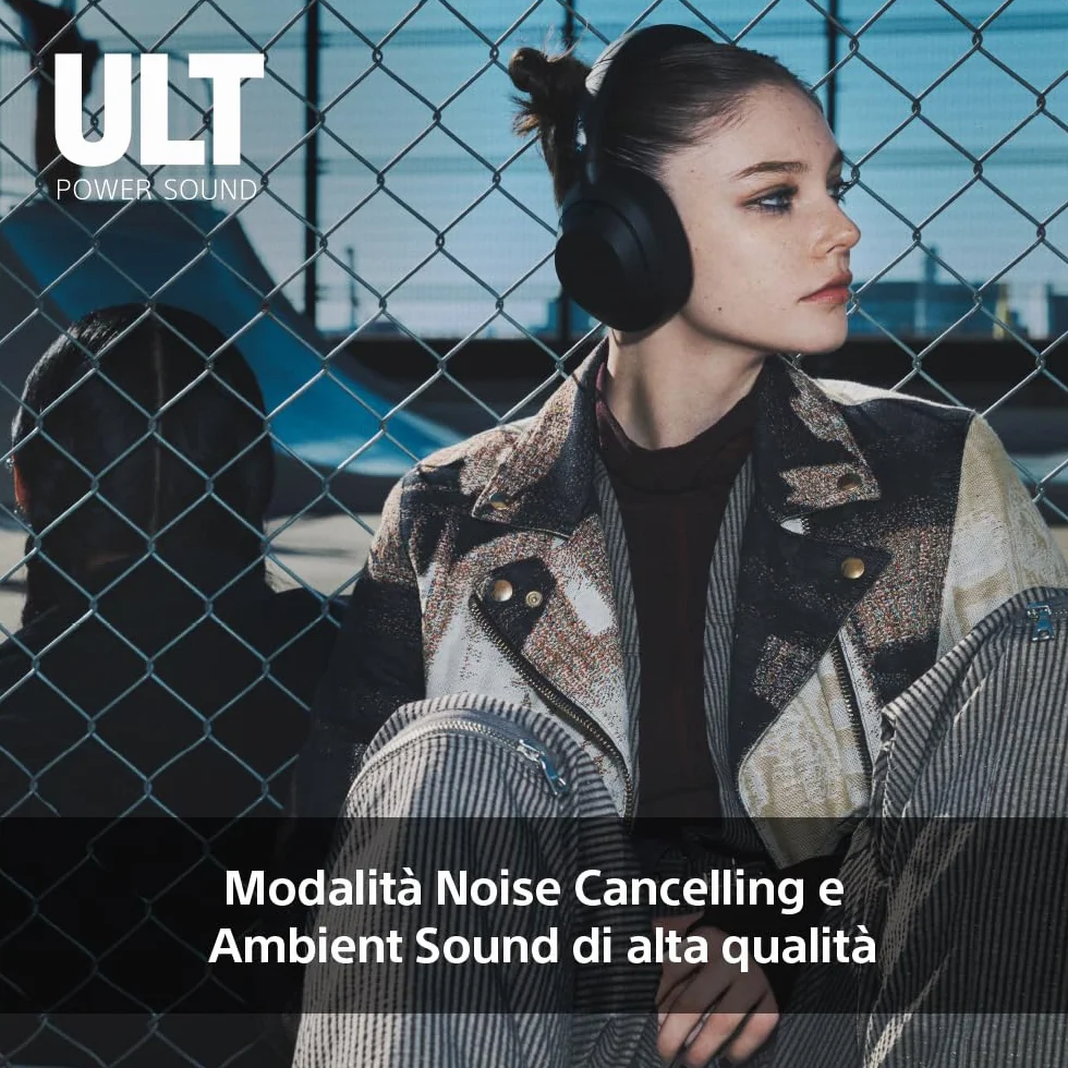 Sony ULT WEAR Cuffie Wireless Noise Cancelling, Bassi Profondi, Processore WH-1000XM5, Batteria 30 Ore, Nero