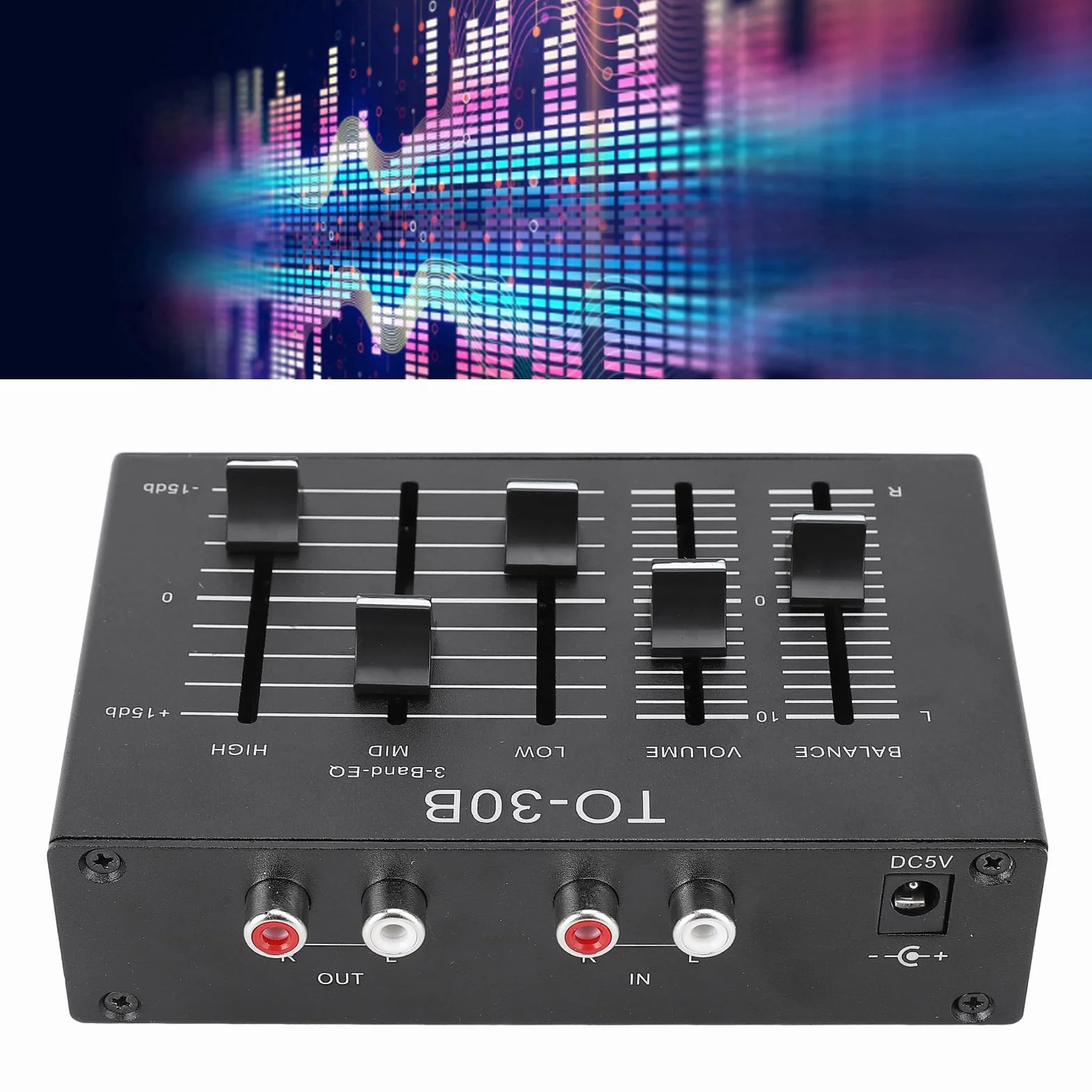Equalizzatore EQ a 3 Bande Stereo Alto Medio Basso Preamplificatore Controllo Bilanciamento Canale Audio
