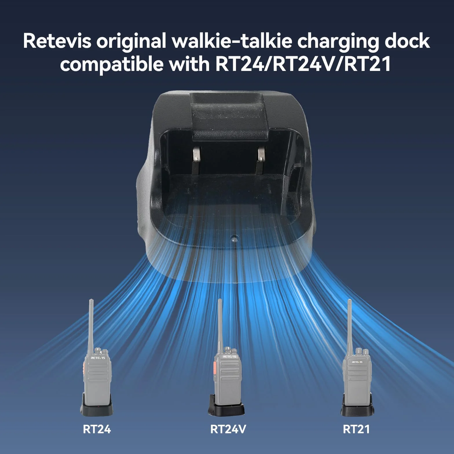 Retevis RT24 Caricabatterie Base USB Originale per Ricetrasmittente, Compatibile RT24/RT21, Nero