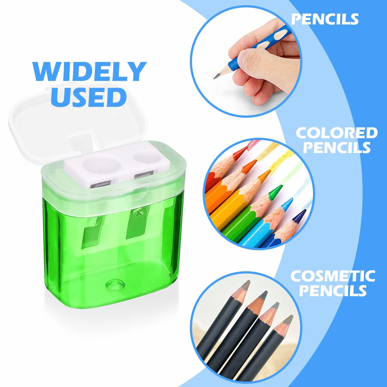 Redamancy Temperamatite 4 Colori Doppi Fori Temperino con Contenitore per Matite Scuola Ufficio Viaggi