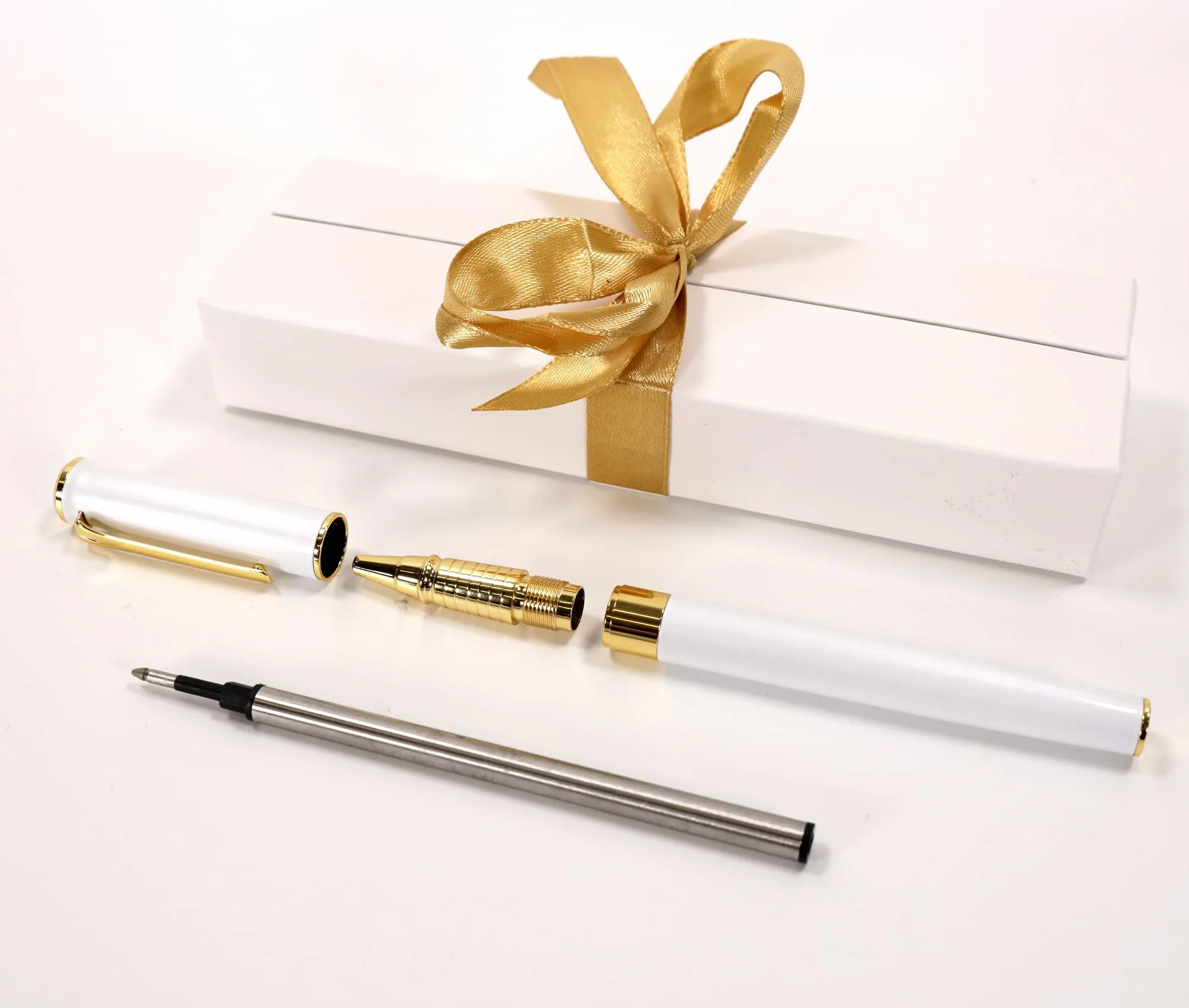 Penna personalizzata in metallo Premium con confezione regalo | Incisione laser - Bianco