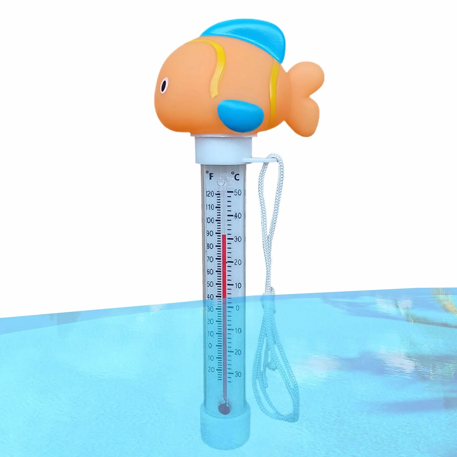 Termometro Piscina, Termometro Galleggiante per Piscina, Floating Termometri con Filo, Termometros Acquario, per Spa Esterni/Interni, Piscine, Vasche e Acquari
