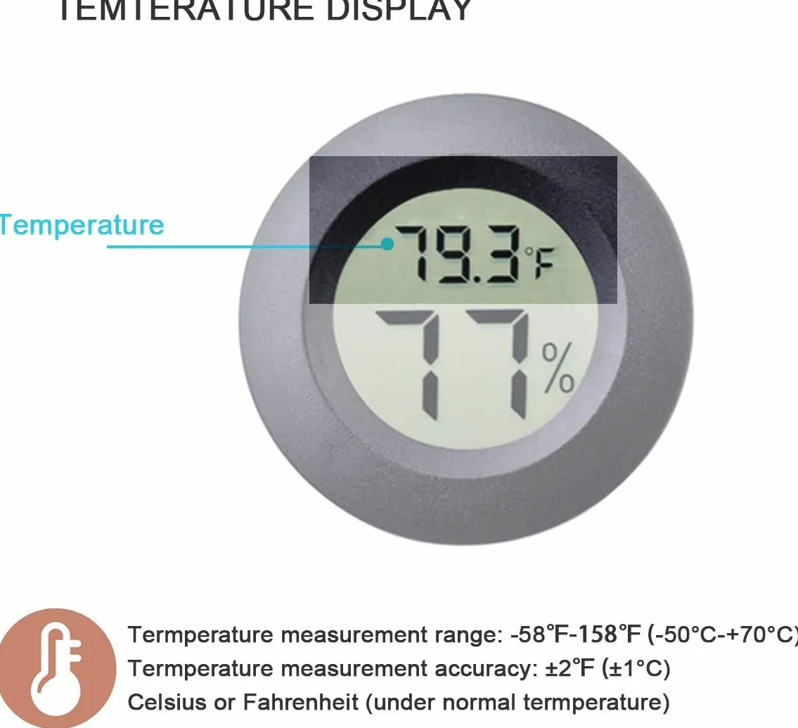 Mini Termometro Digitale LCD Misuratore di Umidità per Interni Esterni 2 PCS Nero