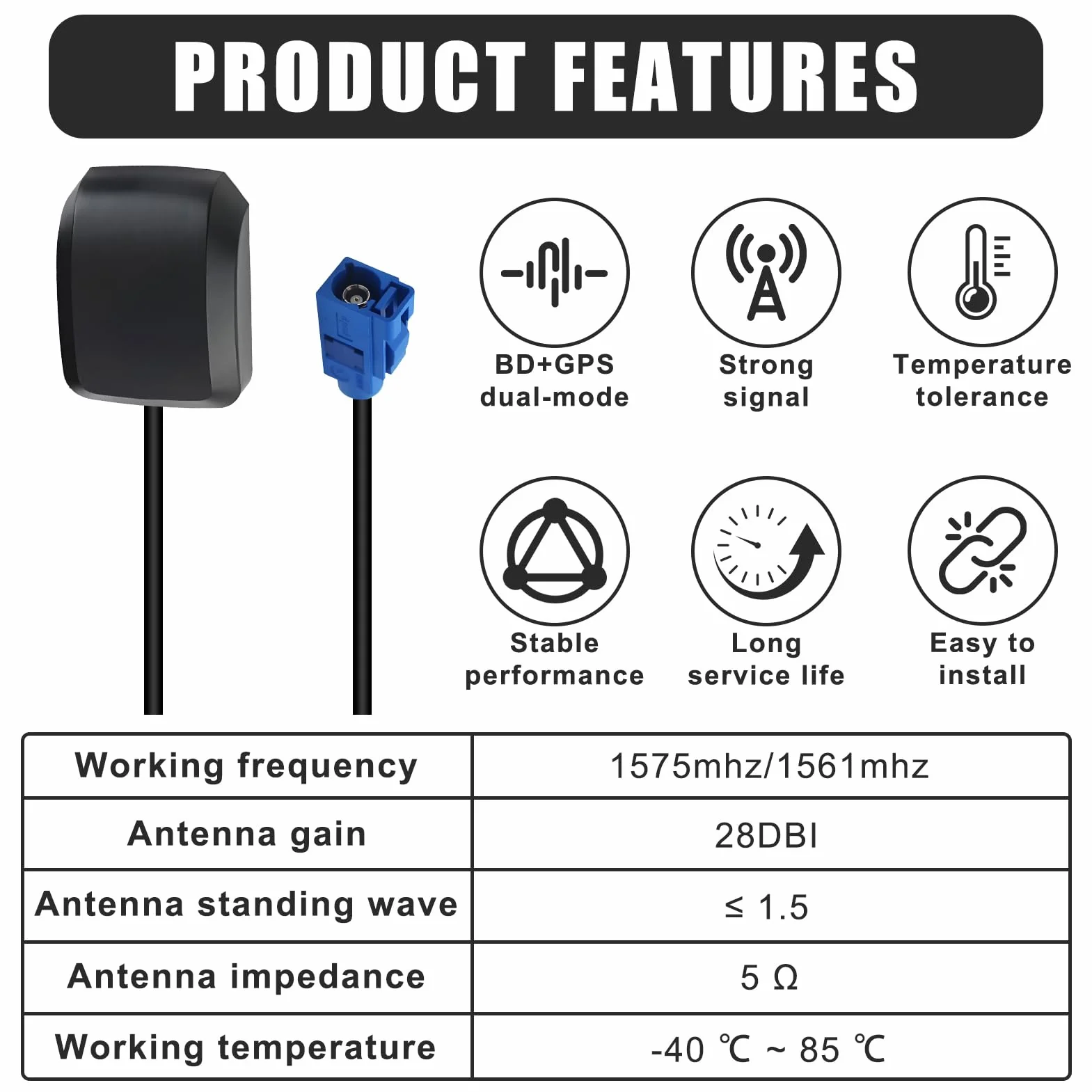 Antenna GPS attiva Fakra C blu cavo 3 m per navigazione veicoli camion barca