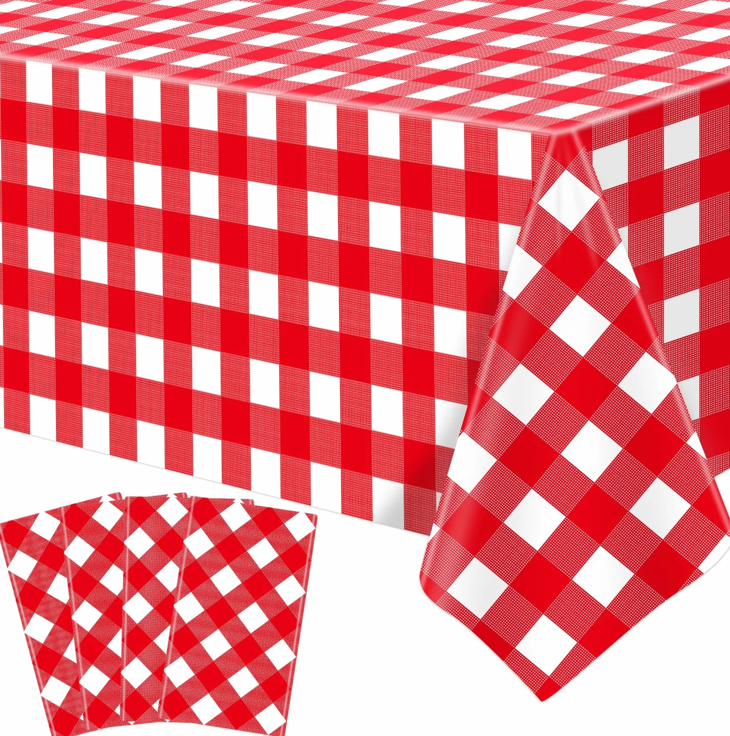 Tovaglie a quadri rossi e bianchi 130x214 cm Confezione da 4