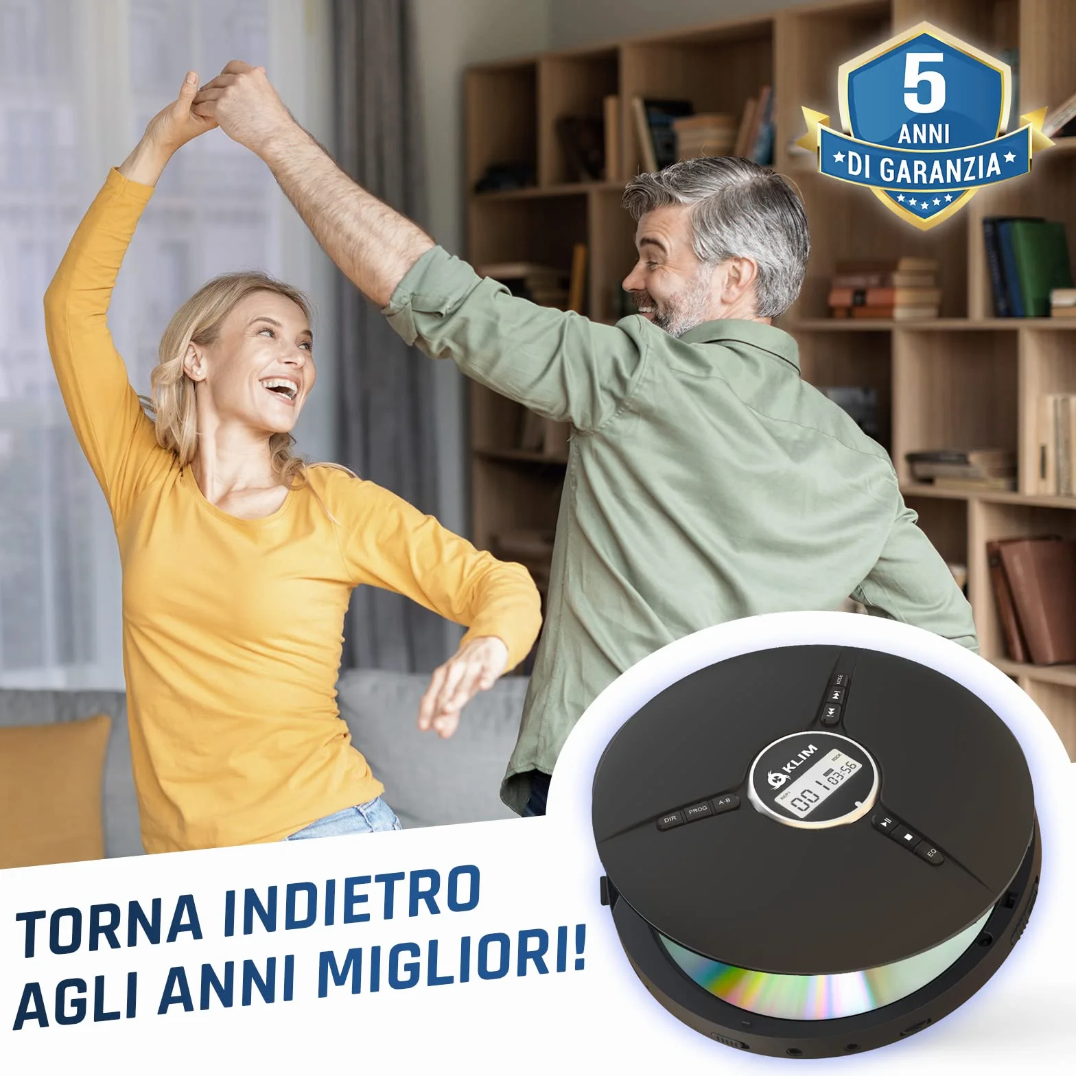 KLIM Discman Lettore CD Portatile con Cuffie e Batteria Ricaricabile CD-R CD-RW MP3