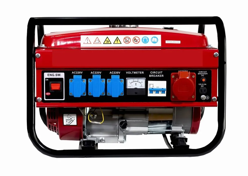 SVE Generatore elettrico a benzina 15 l, 5500 W, 230/380 V, 4 prese (2500 W, trifase, 3000 W, monofase), motore a 4 tempi