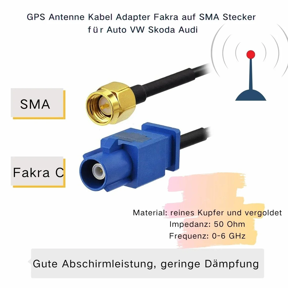Cavo adattatore antenna GPS SMA maschio a Fakra C maschio 24 cm
