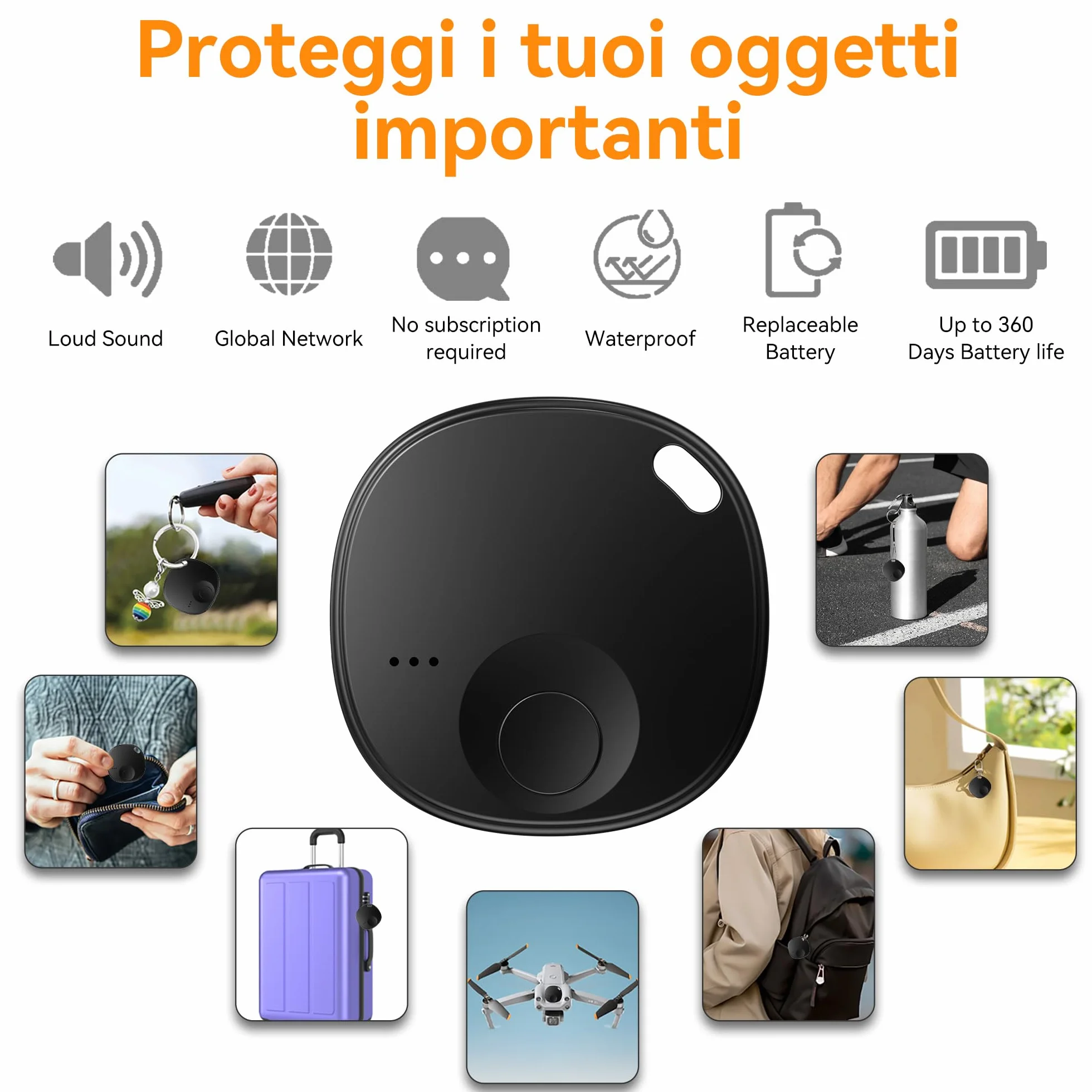 Smart Tag Bluetooth Localizzatore 4 Pezzi Air Tracker Android Compatibile Google Find Hub per Chiavi Bagagli Valigie Portafogli