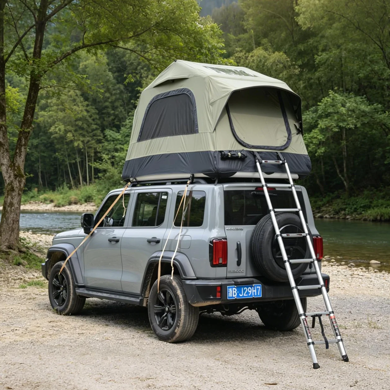 Tenda gonfiabile per 4 persone,Tenda da campeggio gonfiabile spaziosa in tela 300D, PU3000,UPF50+,Tenda calda con uscita stufa,Montaggio rapido in 5 min per famiglia,giardino ed esterno