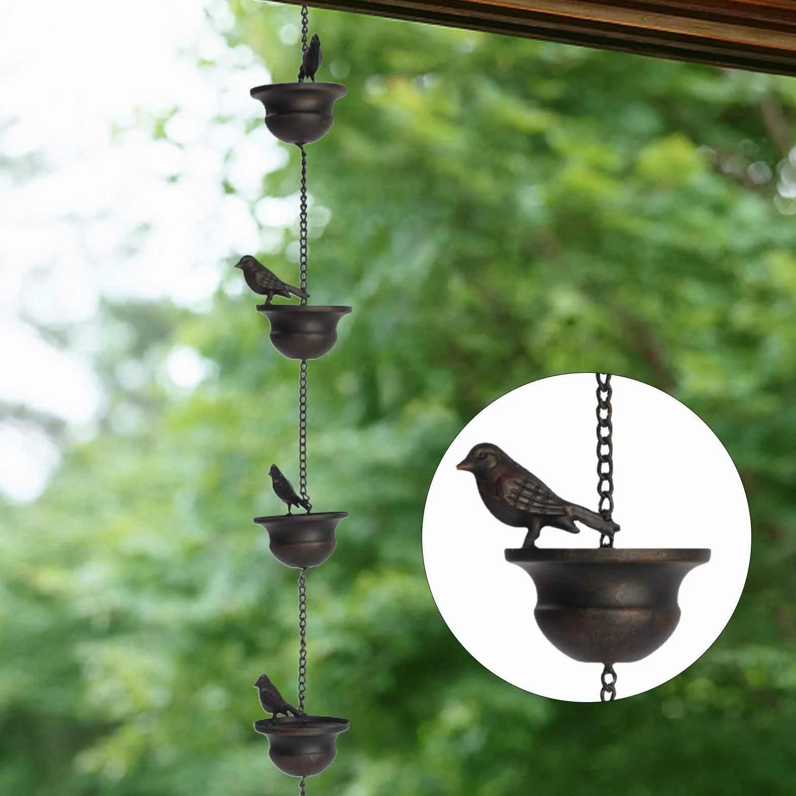 Catena per Acqua Piovana Antipioggia per Grondaie Esterni Raccolta Acqua con Vaso Decorazione Giardino