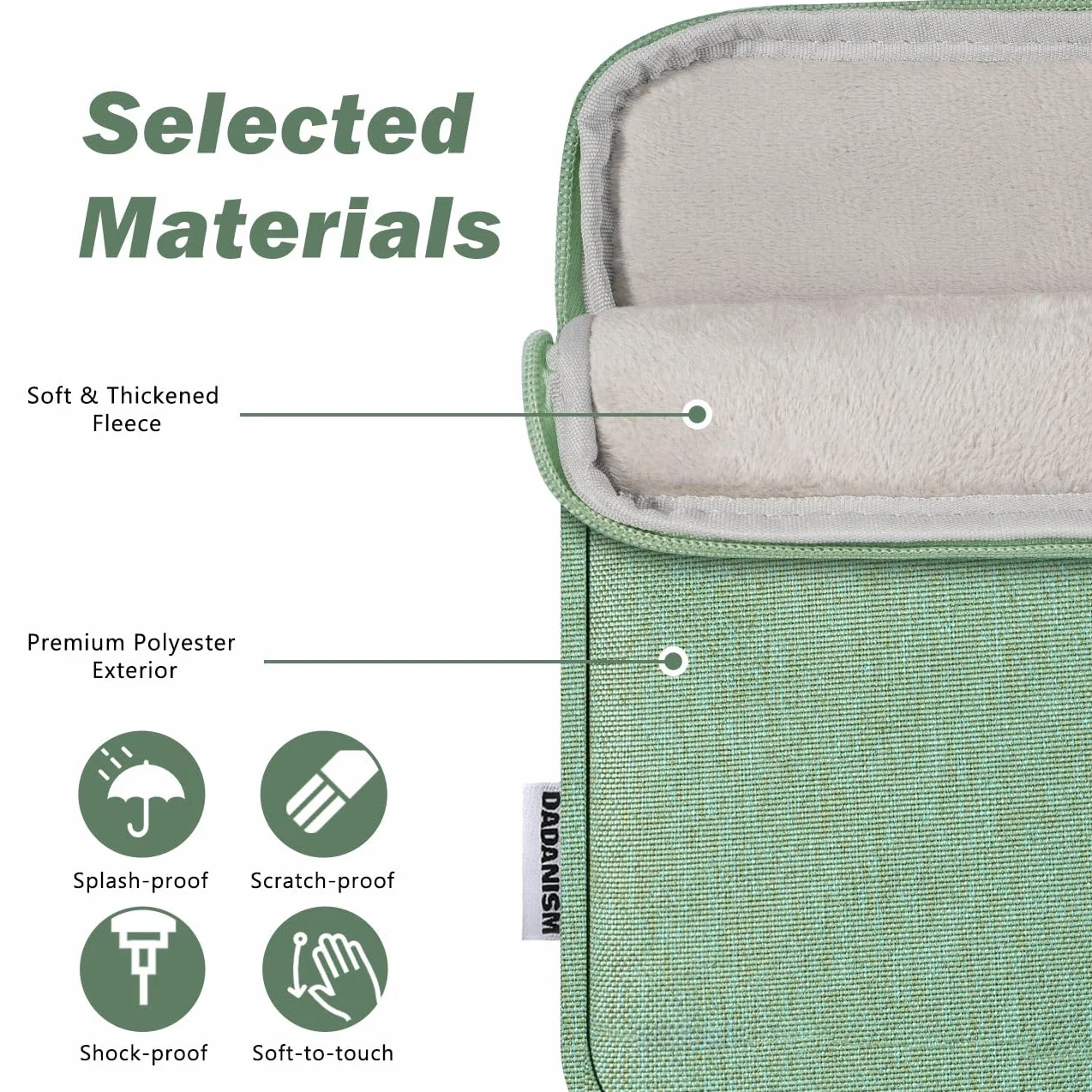 Dadanism 6-7 Cal Custodia Protettiva Sacchetto per Kindle Paperwhite 7", Kindle Colorsoft Signature Edition, Kindle 11ª Gen 6", Kobo Clara BW 6", Kindle Oasis, Verde Matcha