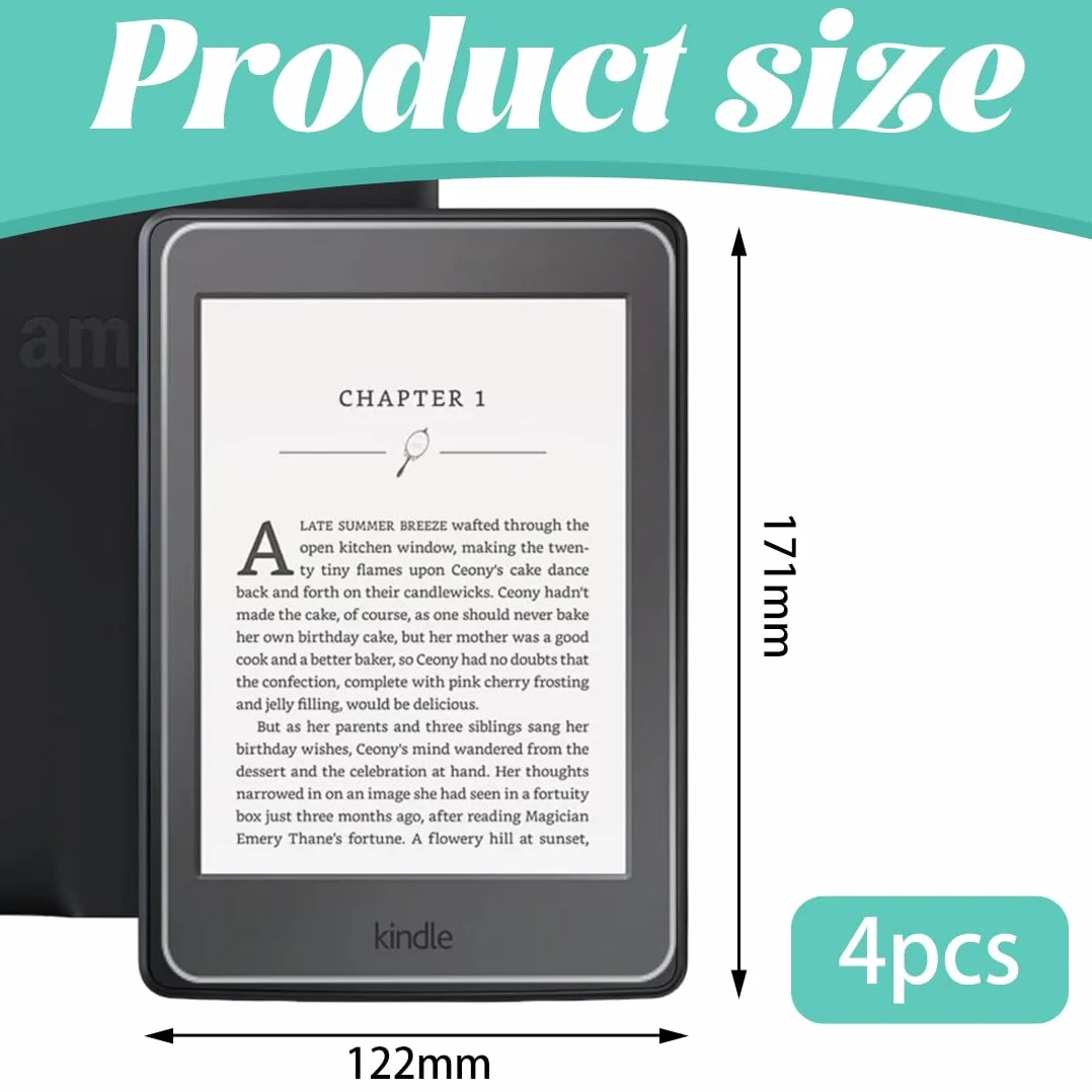 Kindle Paperwhite 12A Generazione 2024 Pellicola Protettiva 7 Pollici Antiriflesso Trasparente 4 Pezzi