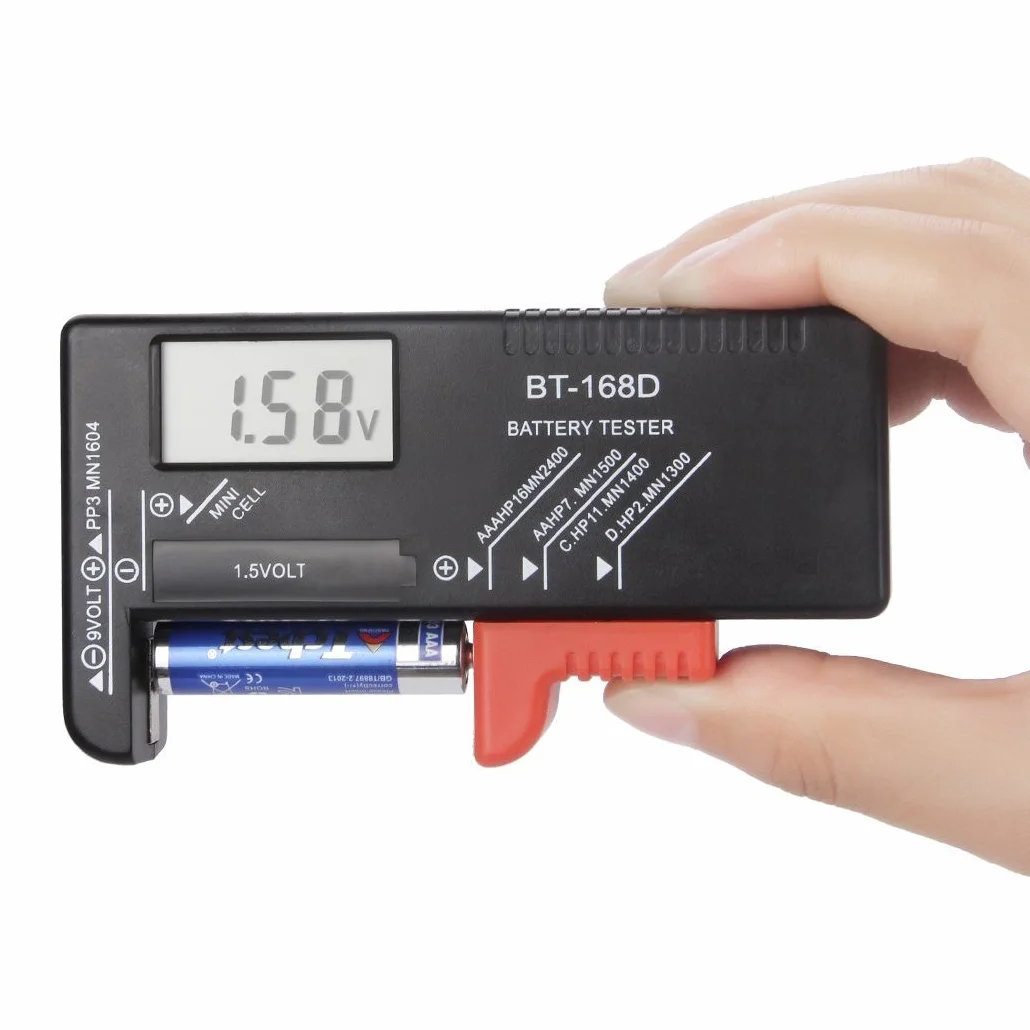 Digitalkey Tester per Batterie con Display Digitale 1,5-9V AA AAA C D Bottone Ricaricabili