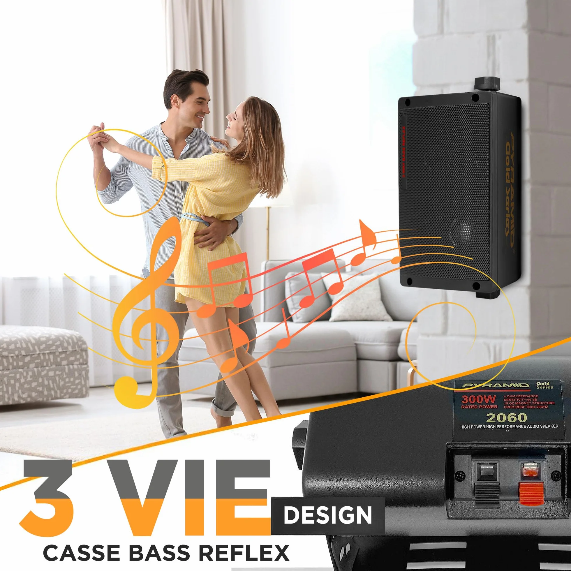 Pyramid Casse Audio Speaker 300 Watt Sistema Altoparlanti 3 Vie Montabile Diffusori Esterni Interni